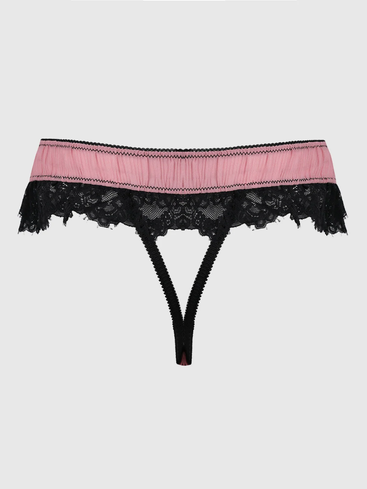 Esme 百褶雪纺与蕾丝露背内裤，Dusty Rose