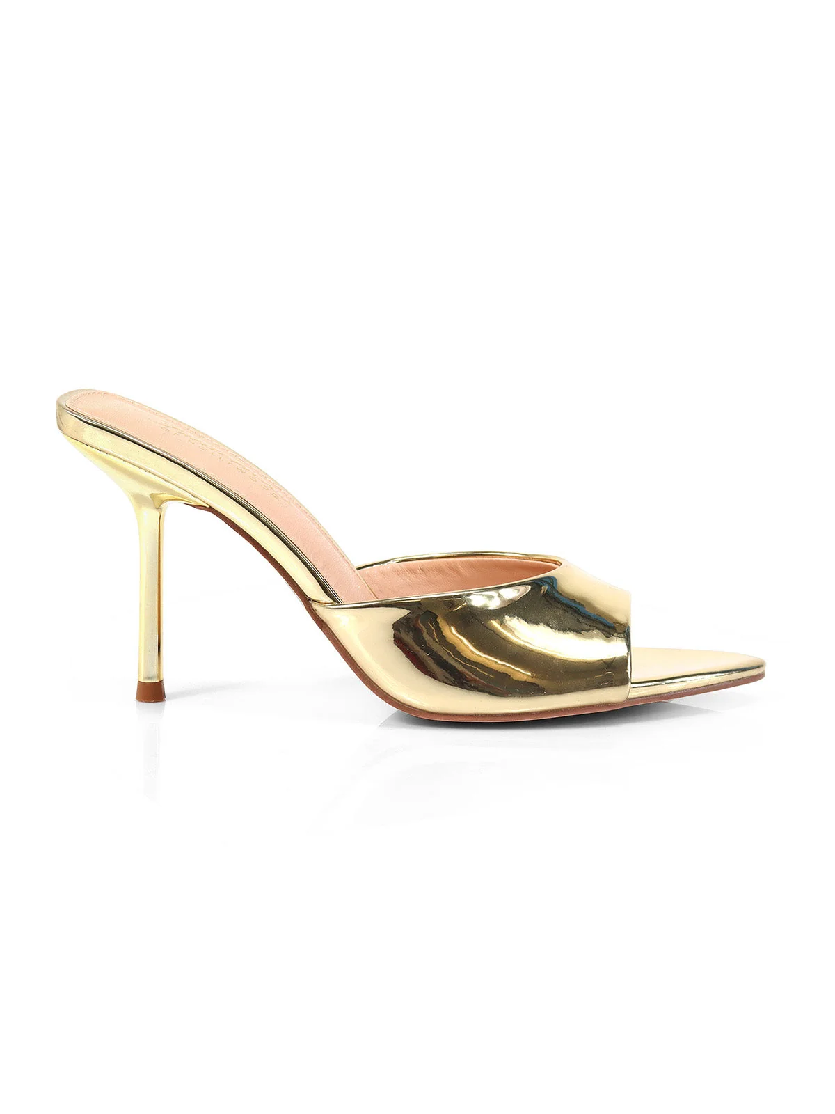 Shanya Mule Peep Toe Heels in Gold