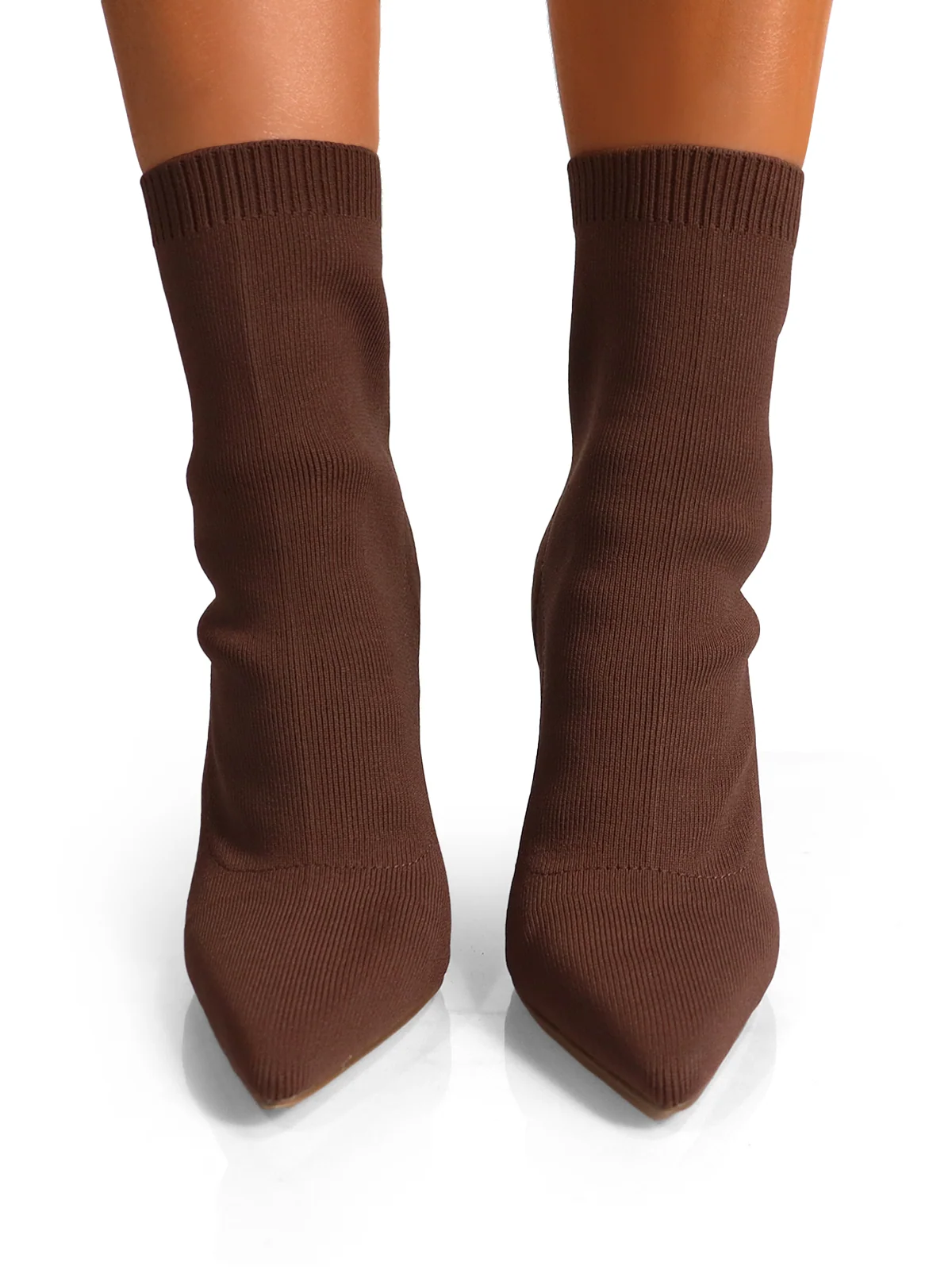 Patty Heeled Ankle Boots in Chocolate With a Pointed Toe