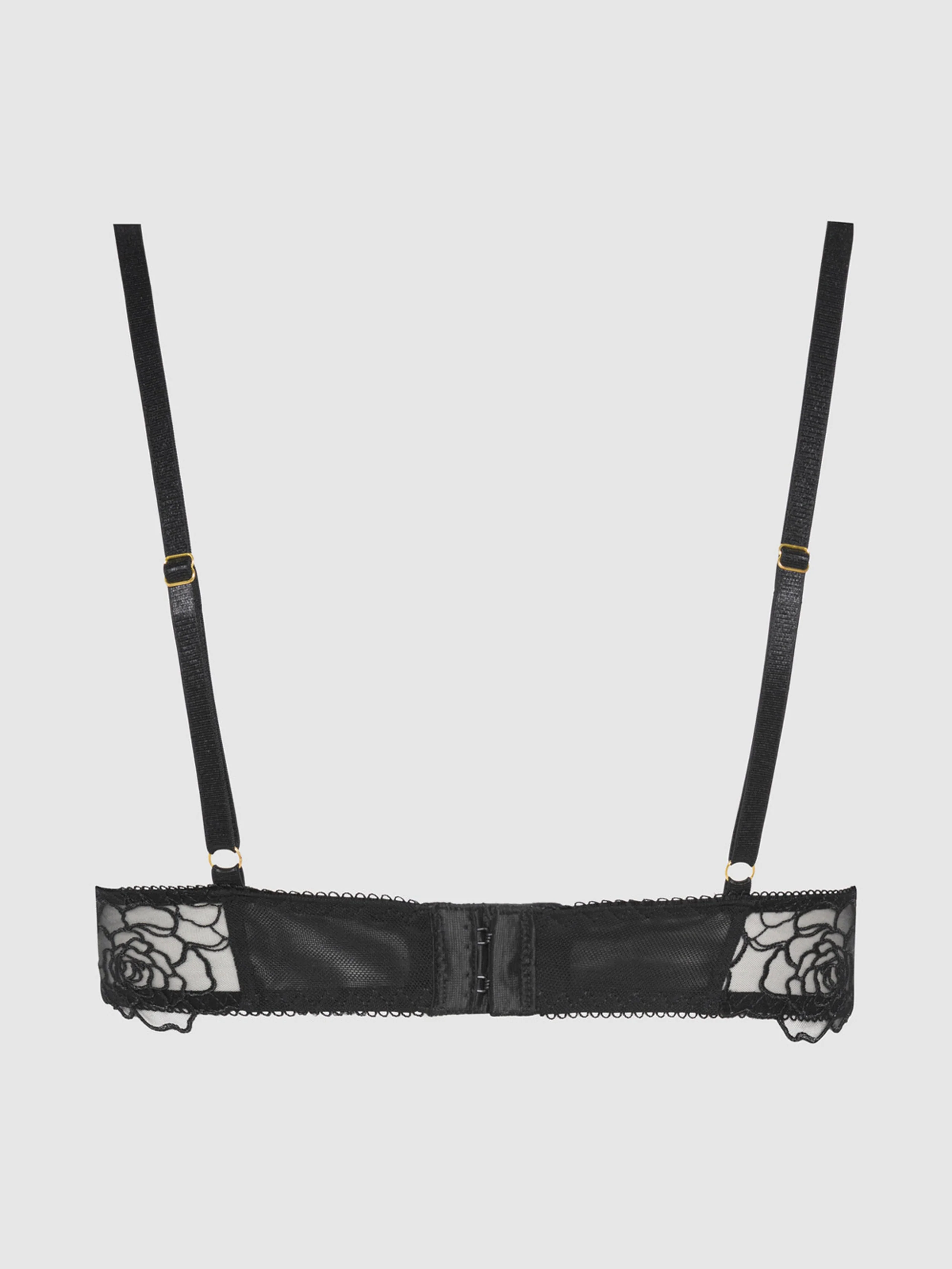 Melrose Strappy Cutout Bra in Black Sheer Floral Mesh