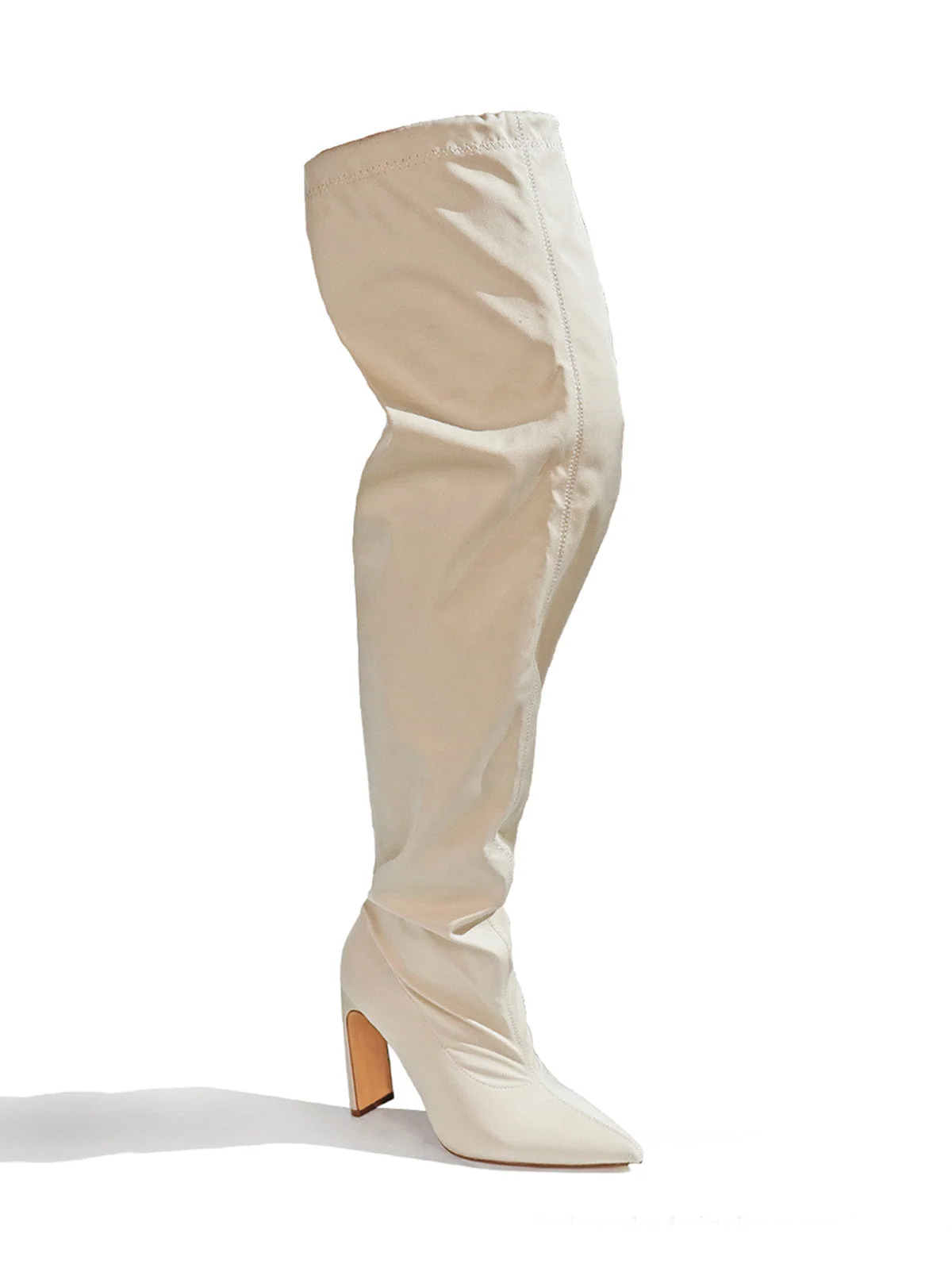 Margaret Over The Knee Boots in Beige with Adjustable Slouch