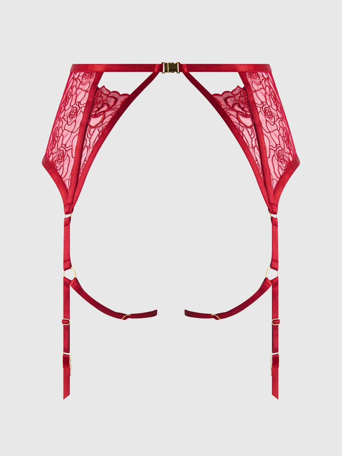Melrose Embroidered Garter in Crimson Red
