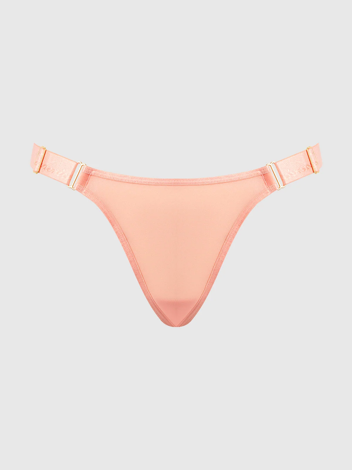 Pia Elastic Side Mesh Thong in Peach Please