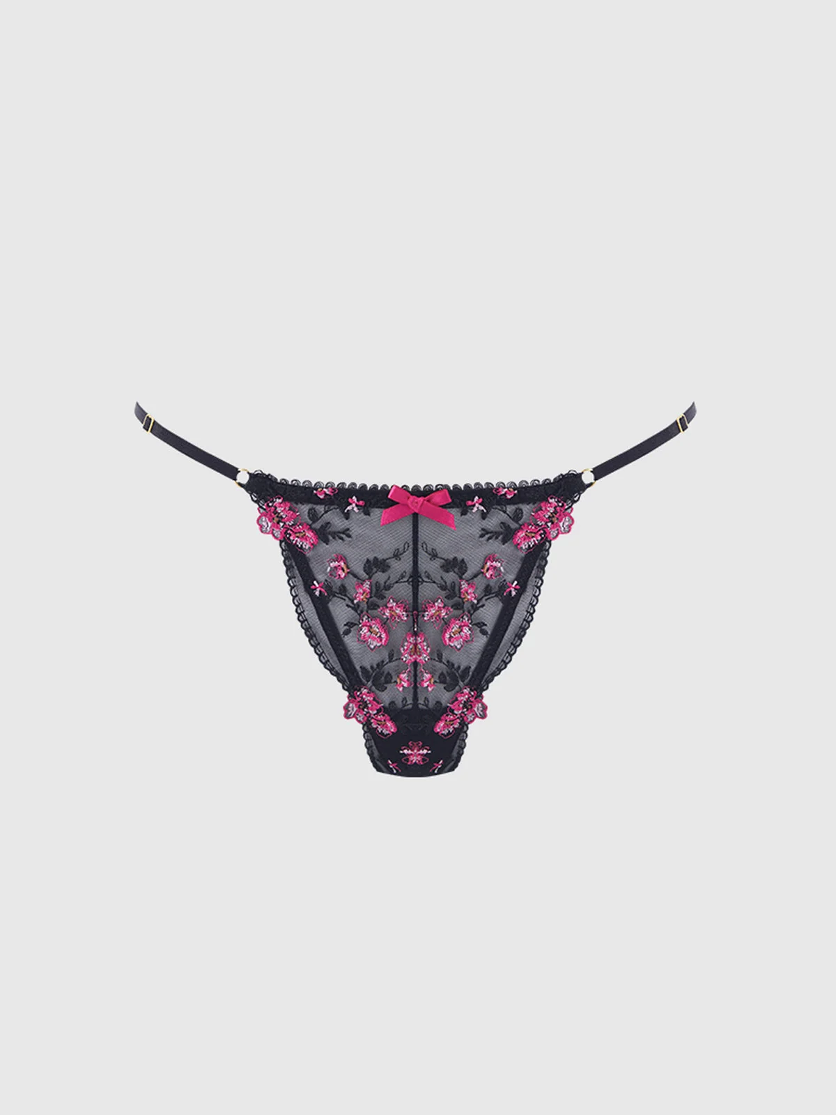 Harlow Embroidered Mesh & Elastic G-String