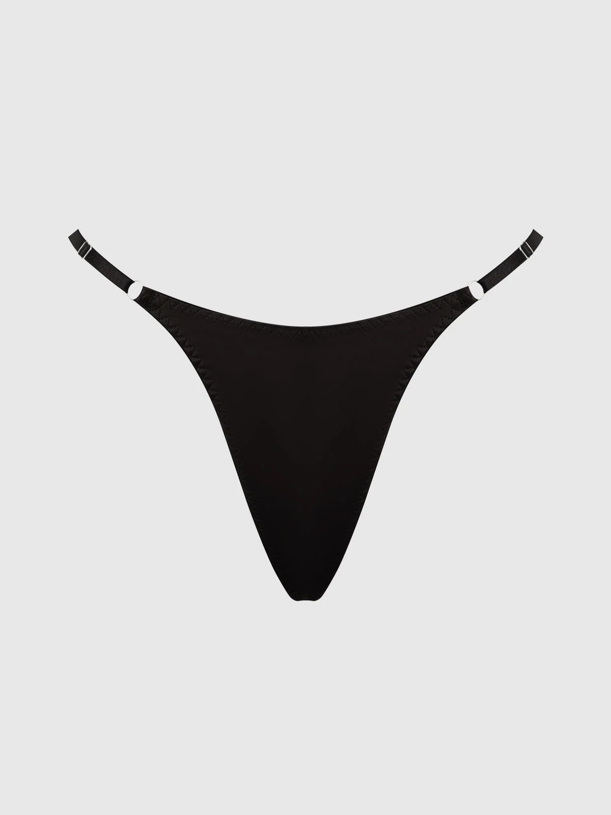 Petra Slider Side Rhinestone Back Satin Mini G-String in Black