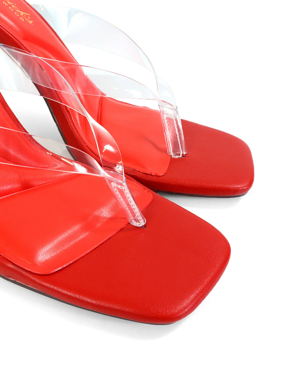 Annabelle Clear Strap Thong Sandal in Red