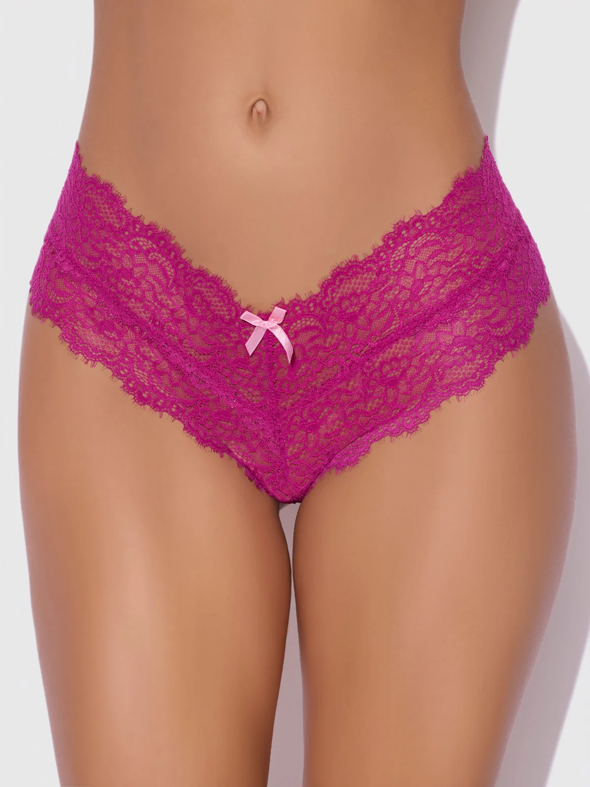 Lulu Lace V Front G-String in Rasberry