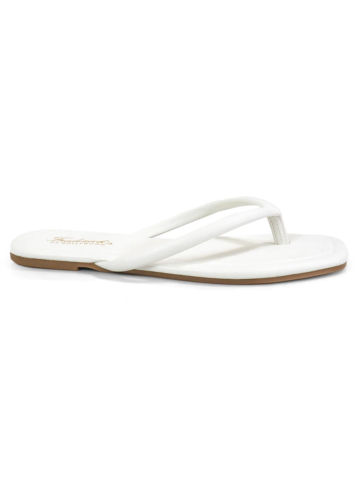 Tallulah Thong Flat Sandal with Square Toe in White