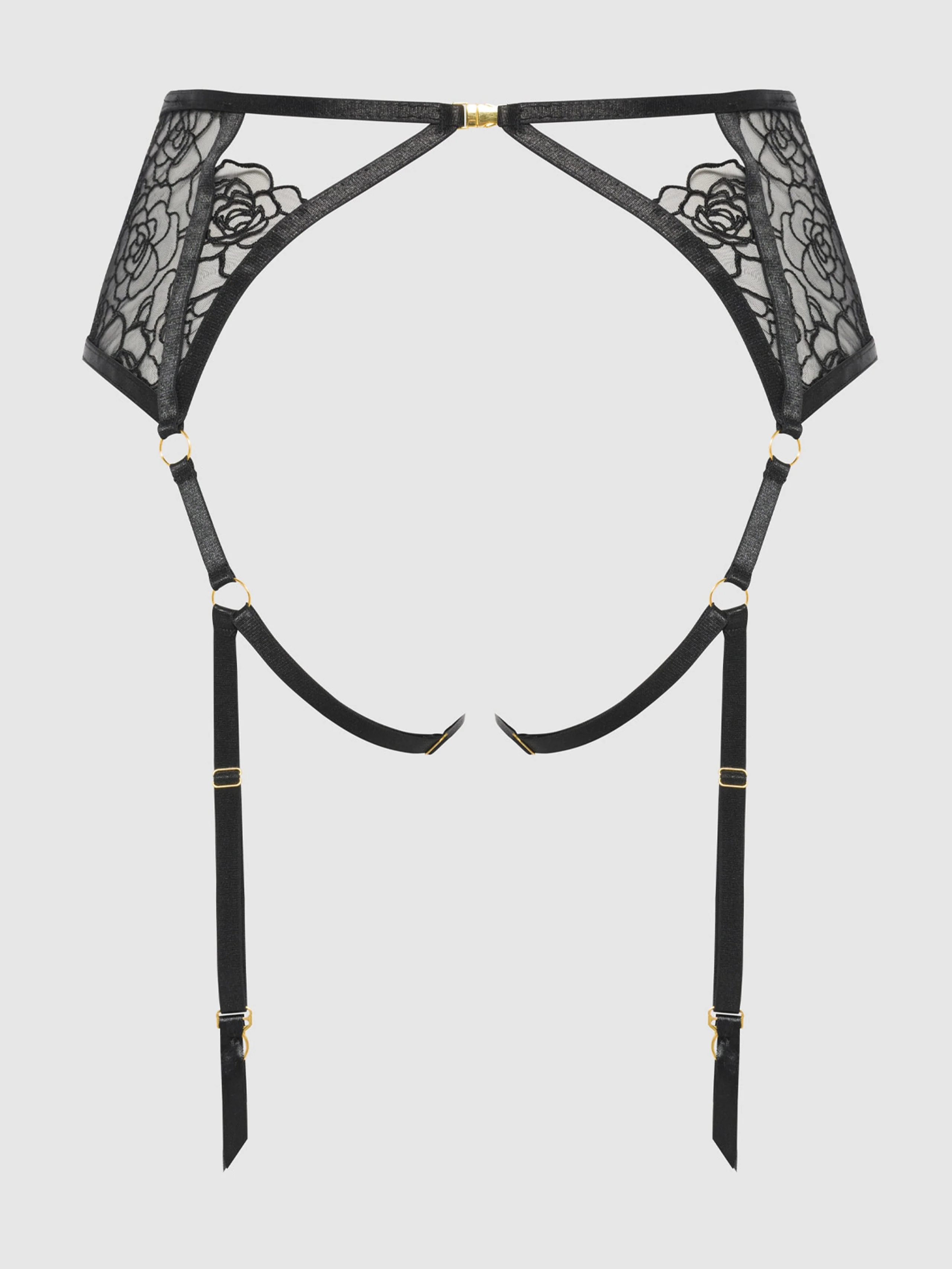 Melrose Embroidered Garter in Black