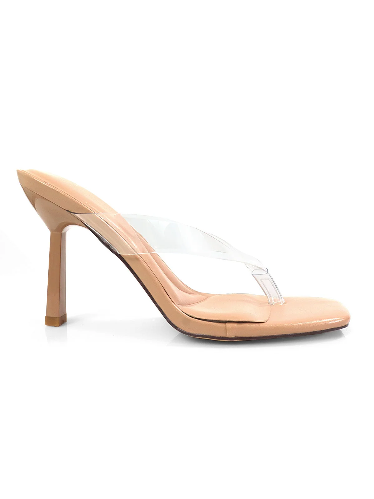 Annabelle Thong Sandal in Nude with Clear Straps