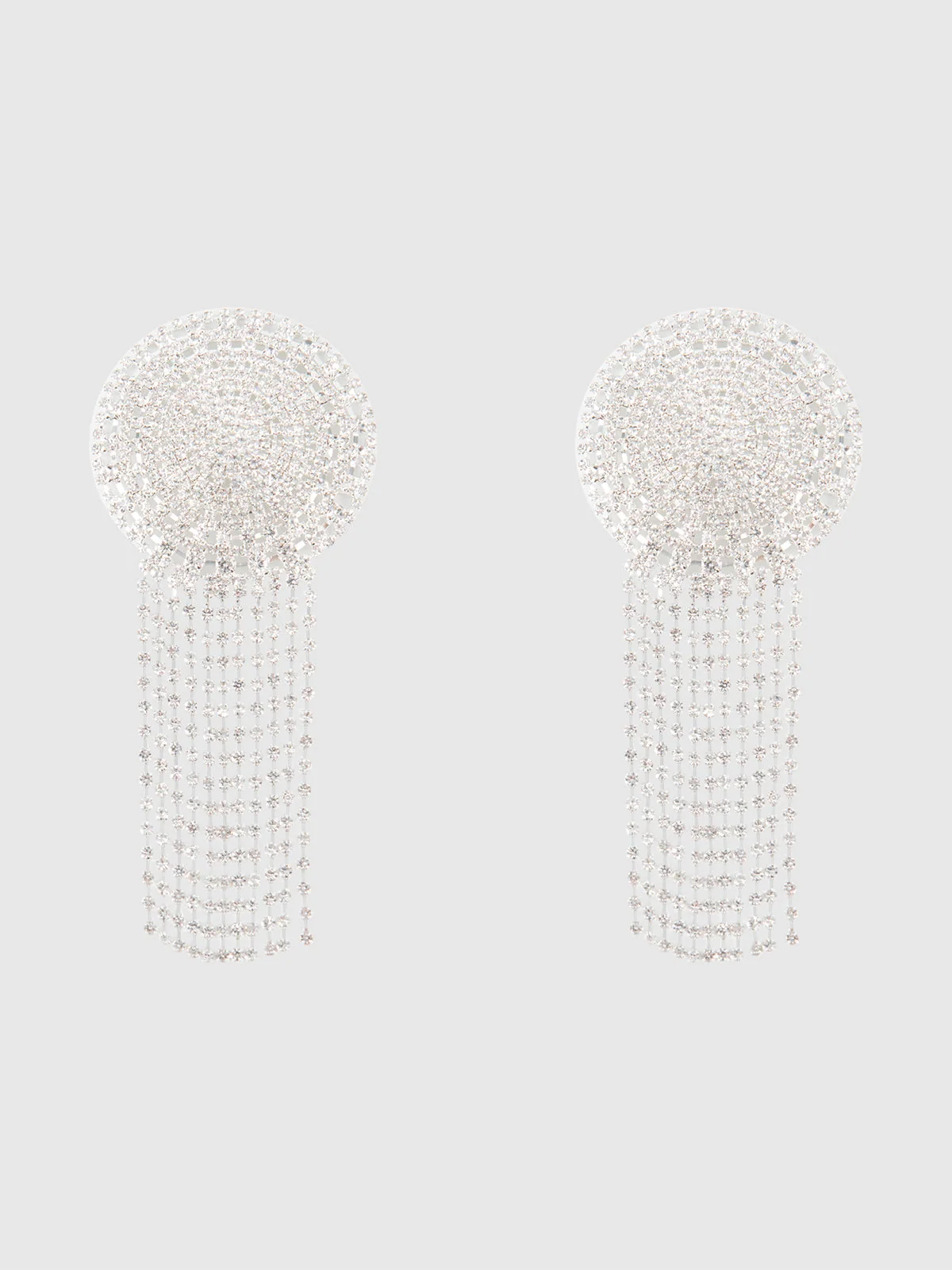Silver Intricate Rhinestone Fringe Pasties for Sheer Looks