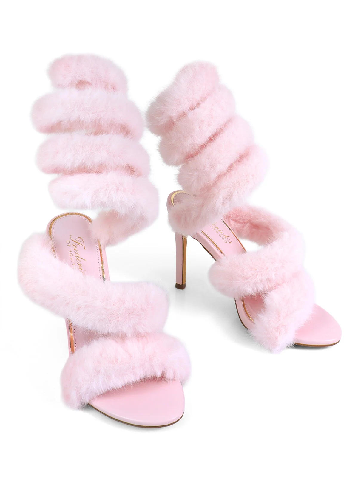 Allure Fluffy Stiletto Sandal in Light Pink