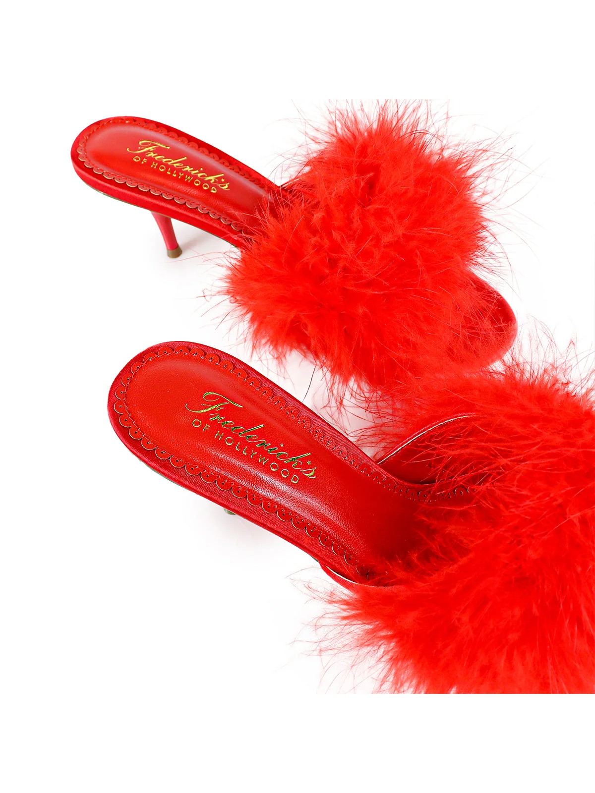 Luxor Feather Mule in Red Kitten Heel