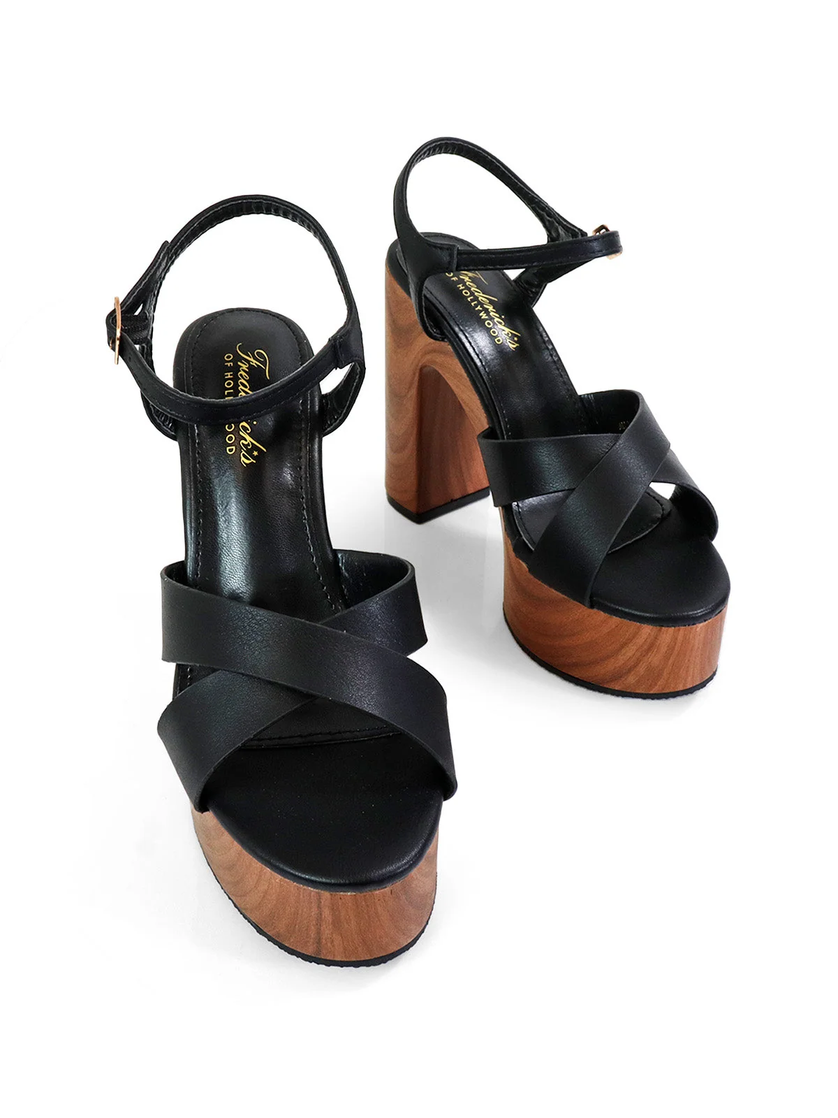 Andaz Heel Sandal with Crisscross Straps in Black