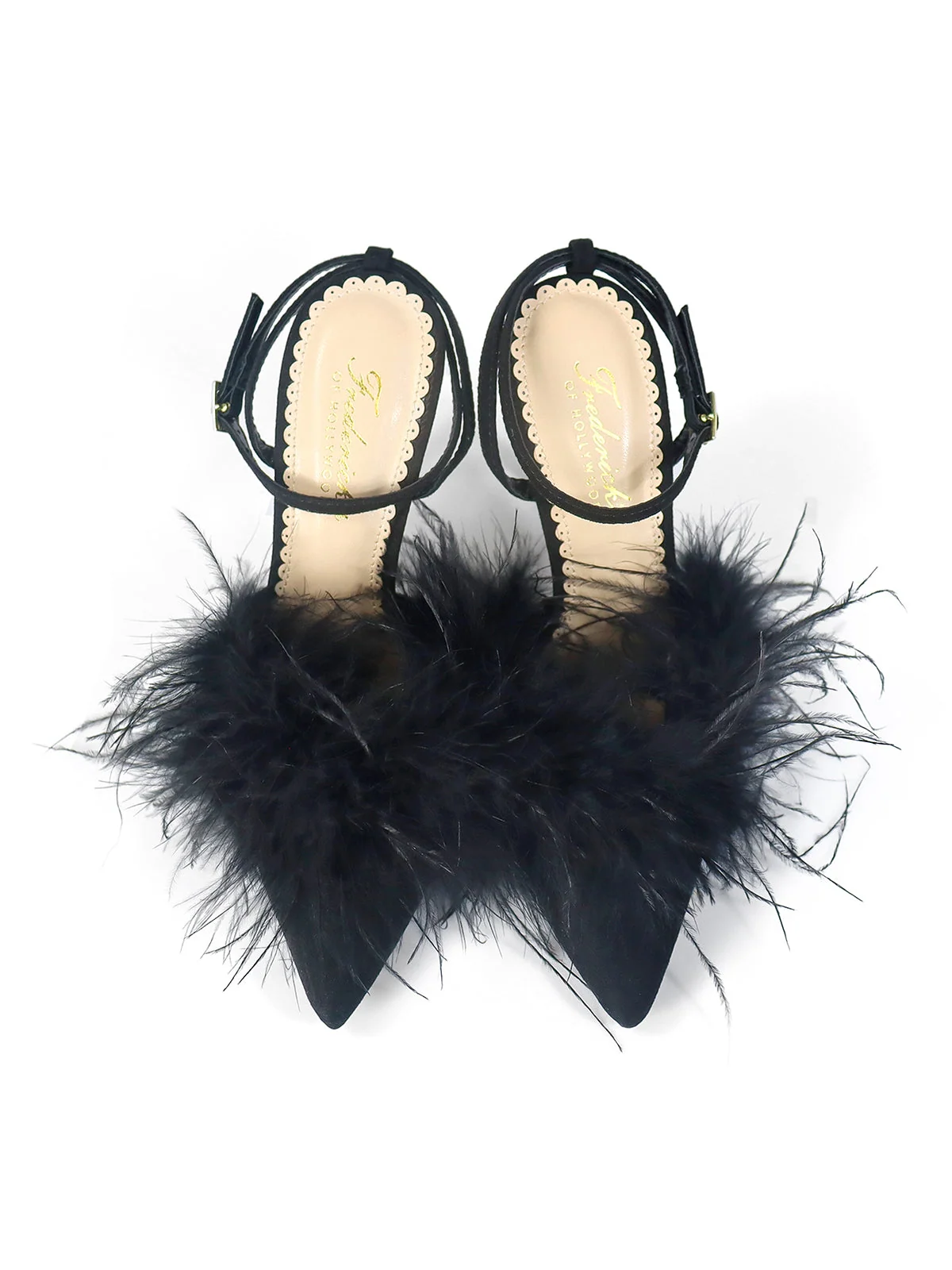 Valerie Feather Pump in Black with Ostrich Feathers and Rhinestones