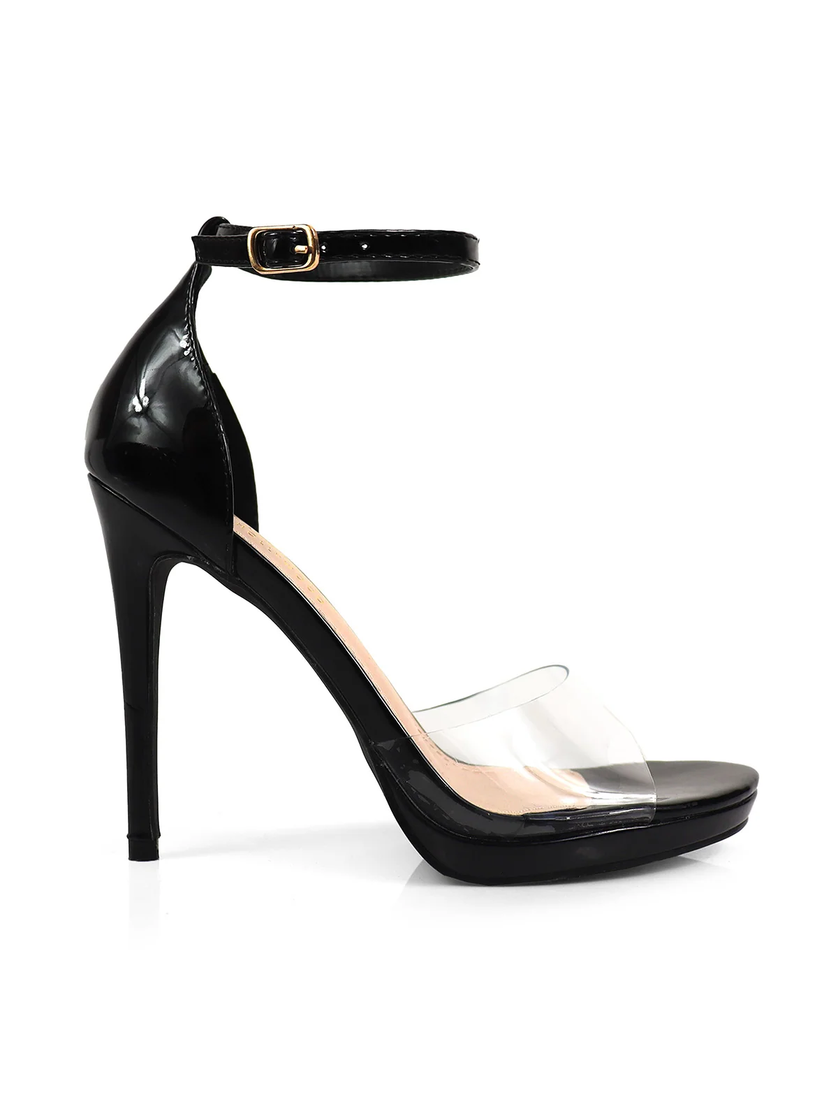Stacy Ankle Strap Heels in a Sleek Black Finish