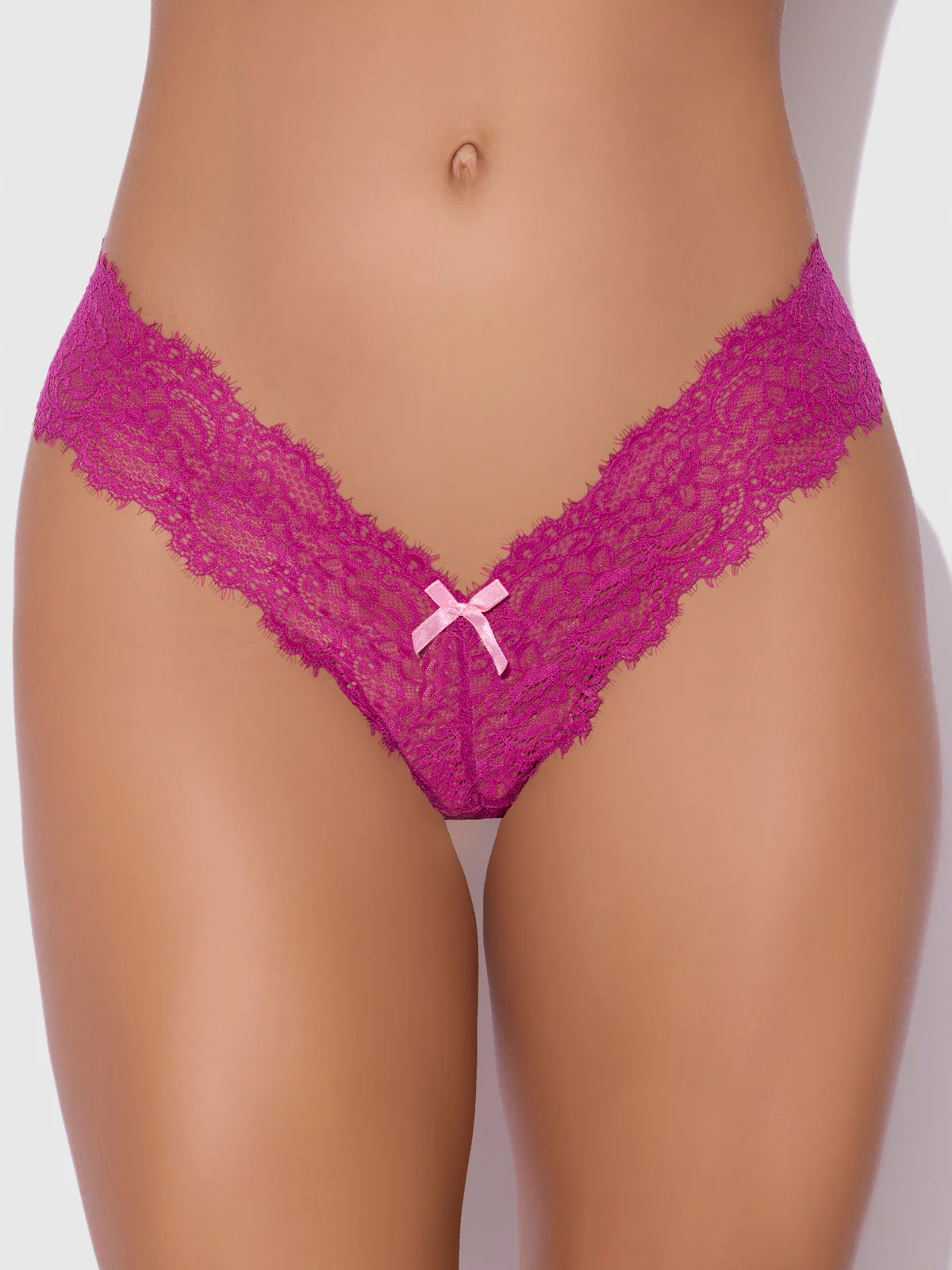 Lulu Lace V-Thong in Rasberry