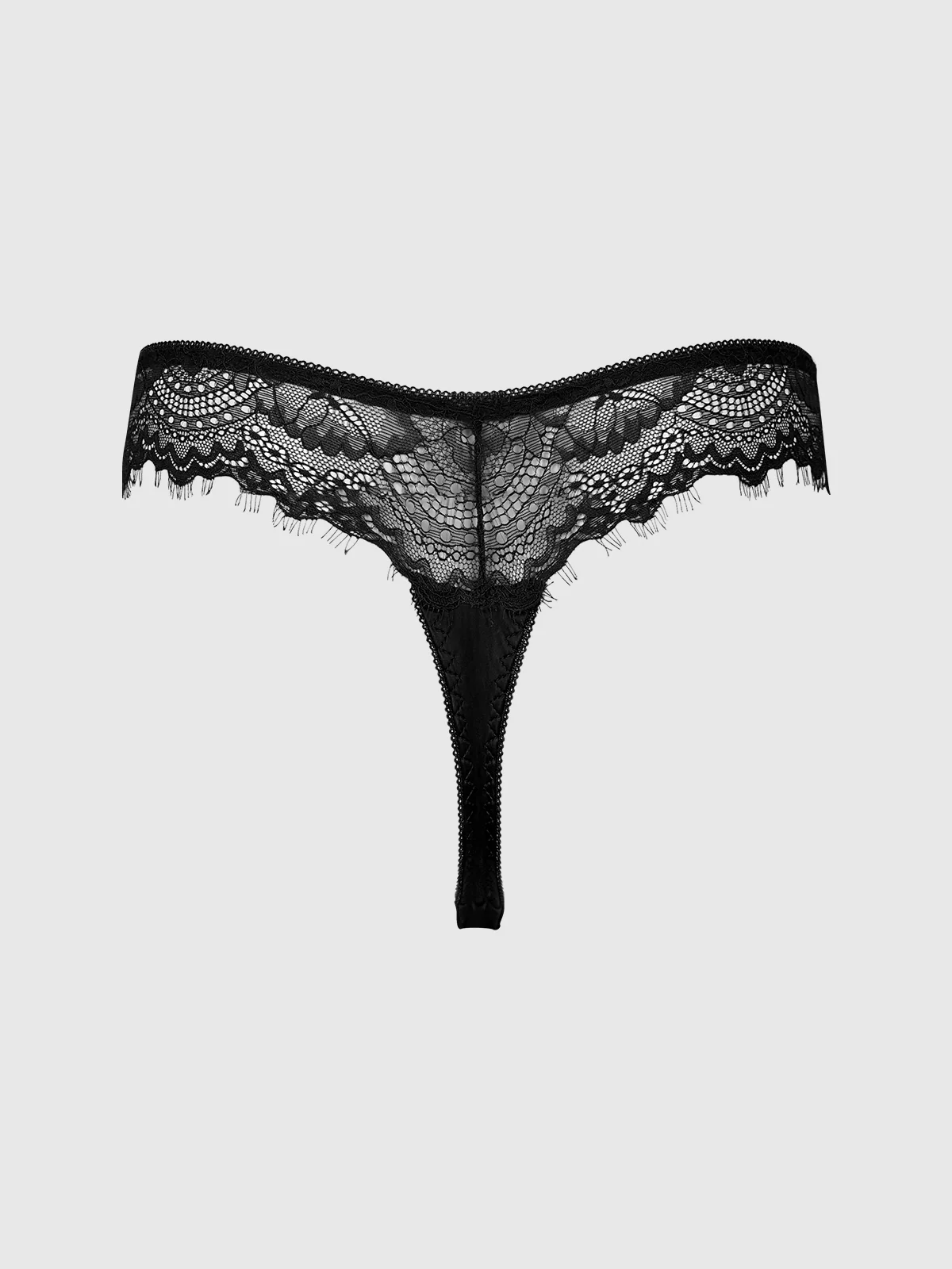 Remi Satin & Lace Thong in Black for Minimal-Coverage Comfort