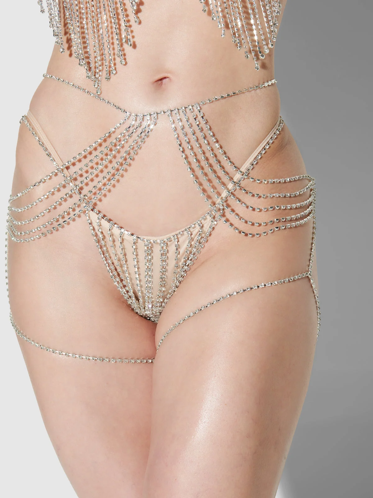 Ziggy Rhinestone Draped Garter in Silver