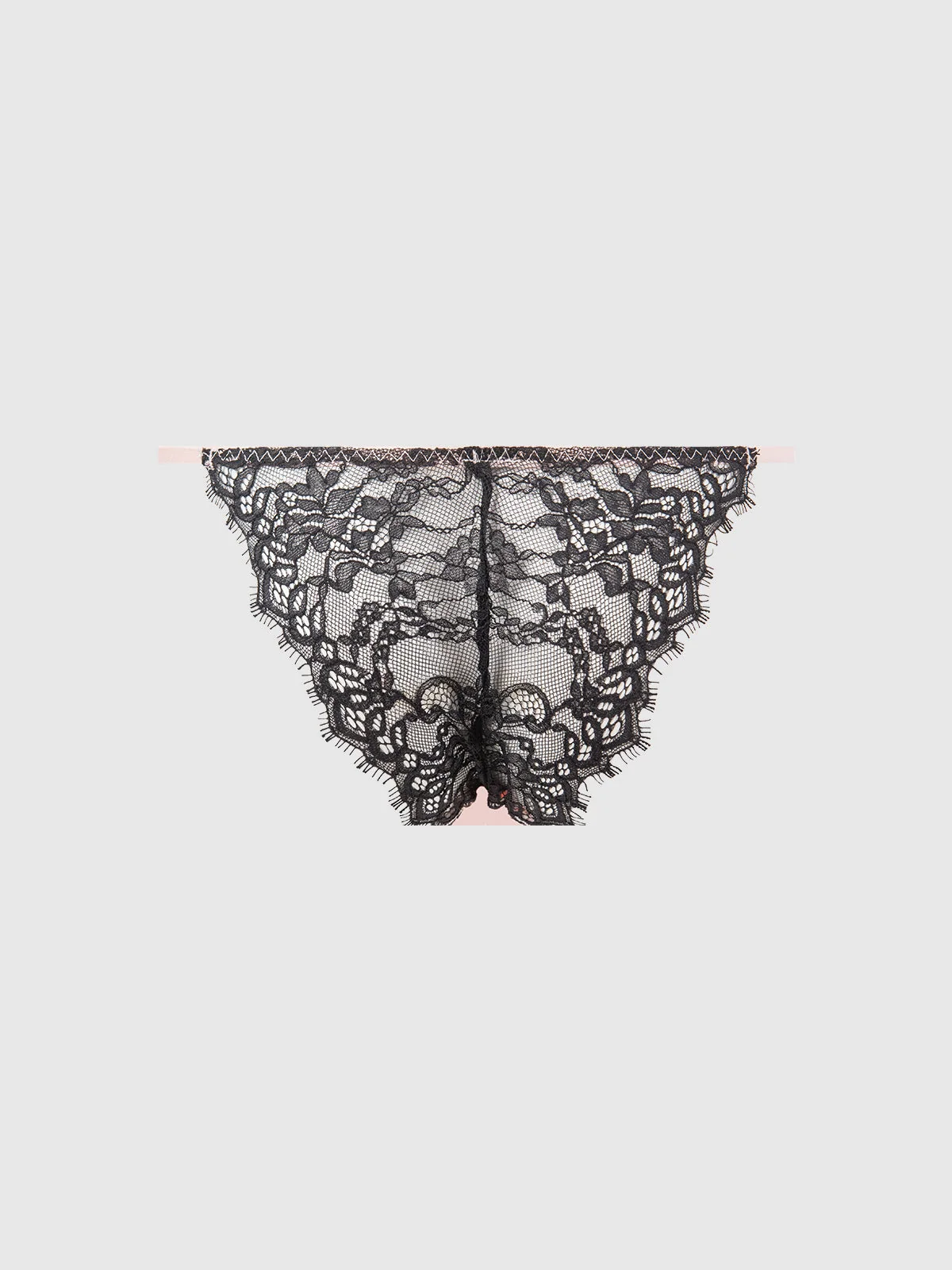 Rising Star Lace & Liquid Satin Bikini in Light Pink & Black
