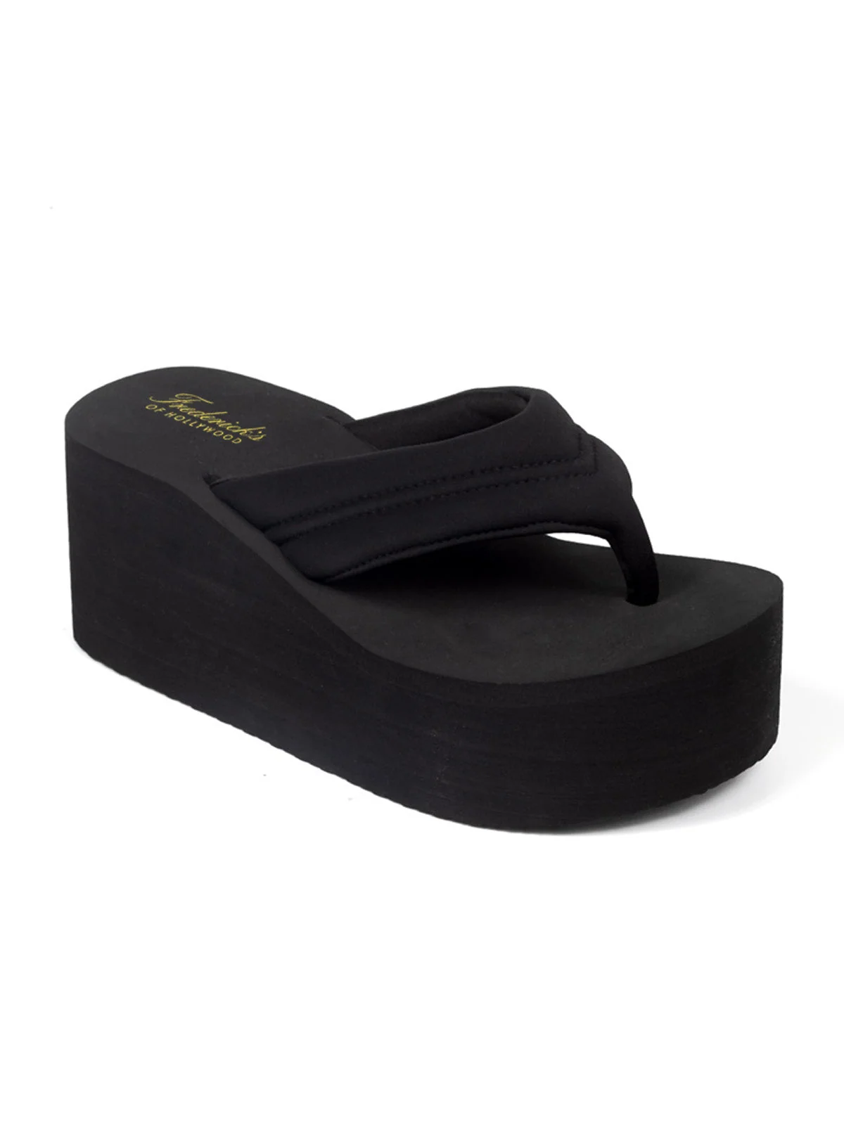 Alita Chunky Platform Wedge Thong Sandal in Black