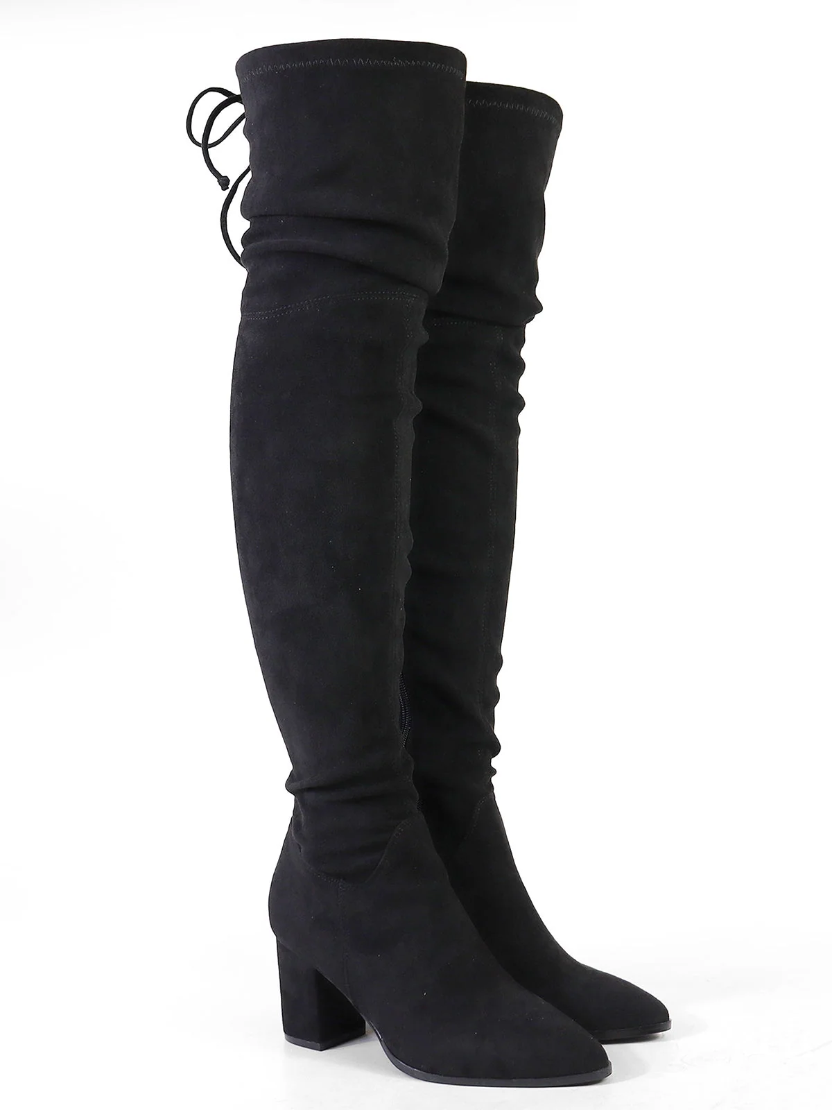 Becky Stretchy Thigh High Boots in Black