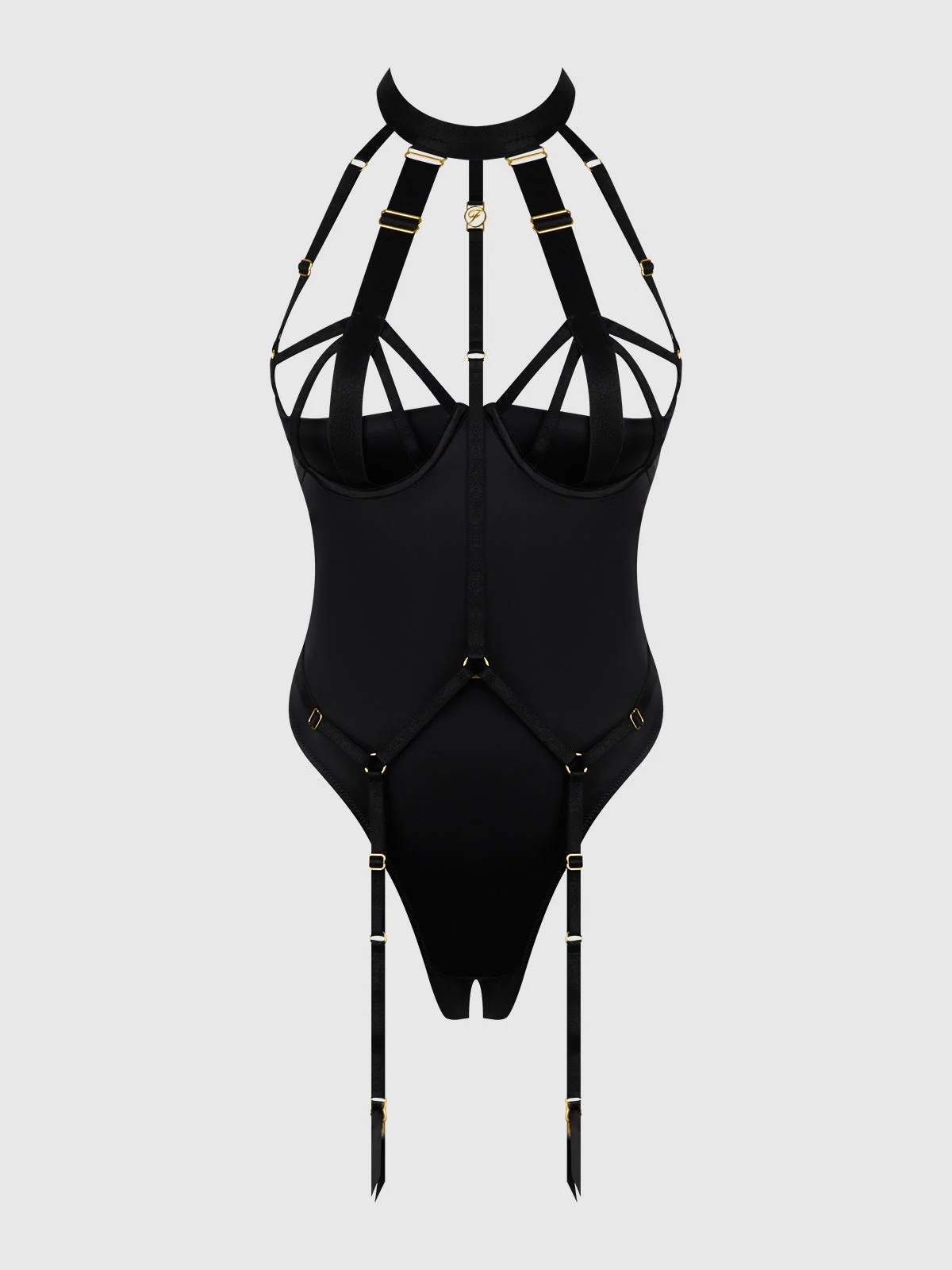 Raven Strappy Crotchless & Backless Teddy in Black