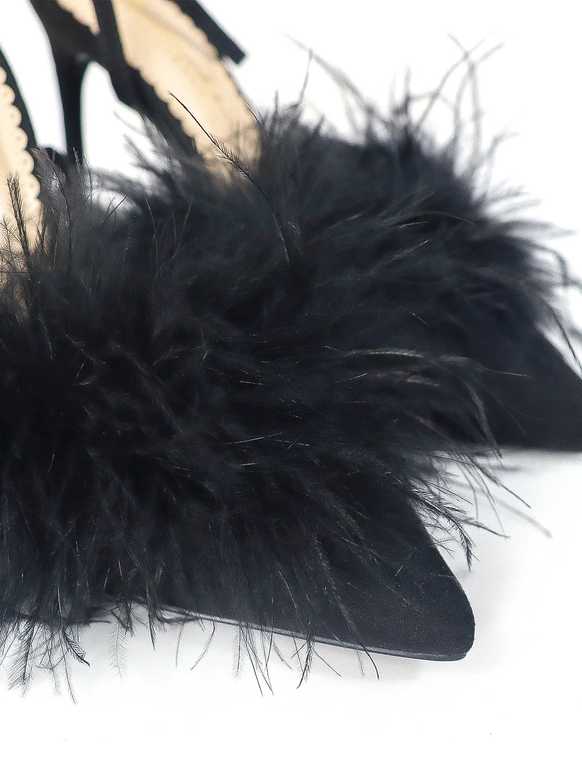 Valerie Feather Pump in Black with Ostrich Feathers and Rhinestones