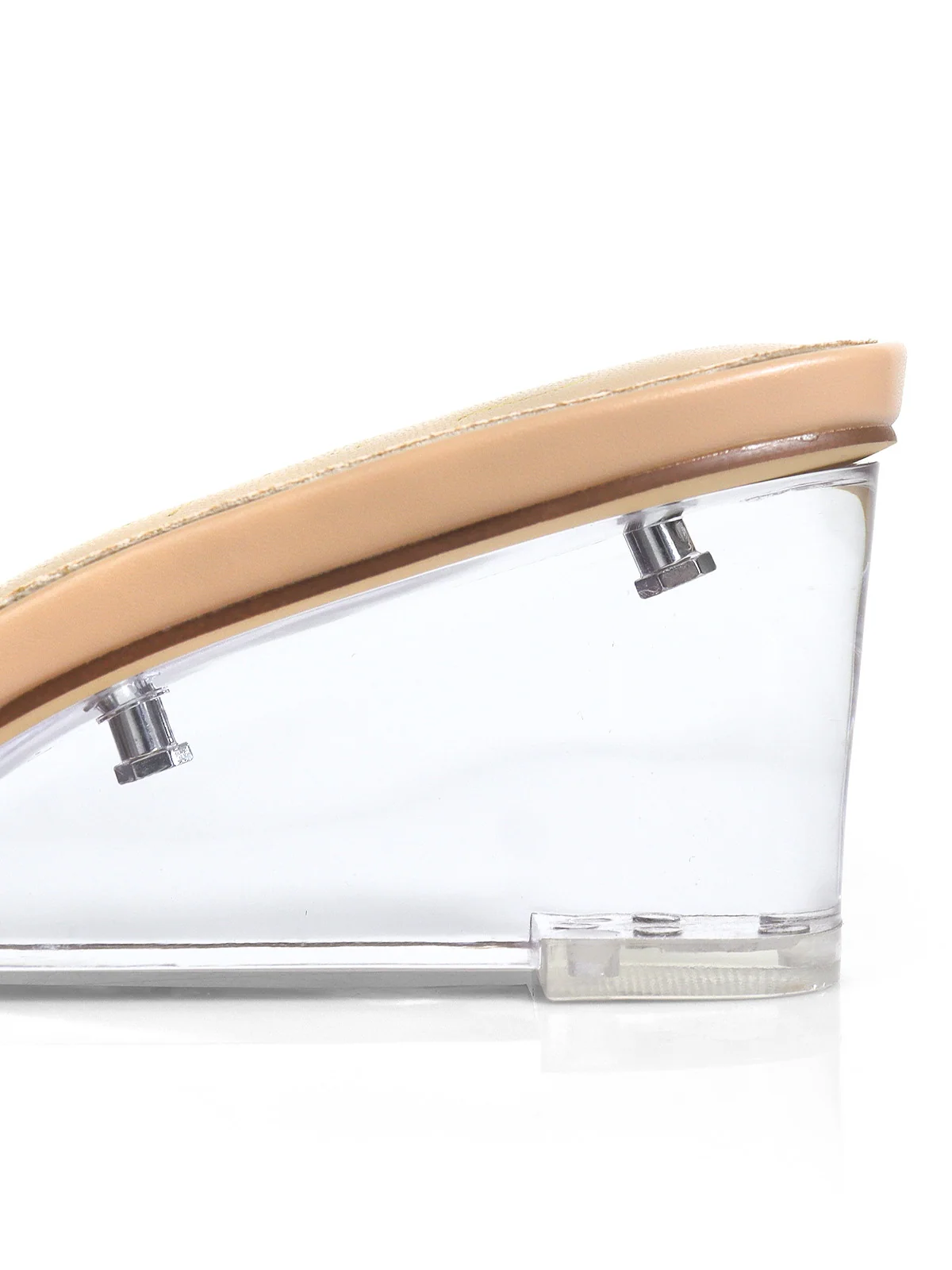 Lora Transparent Mule Wedges in Nude