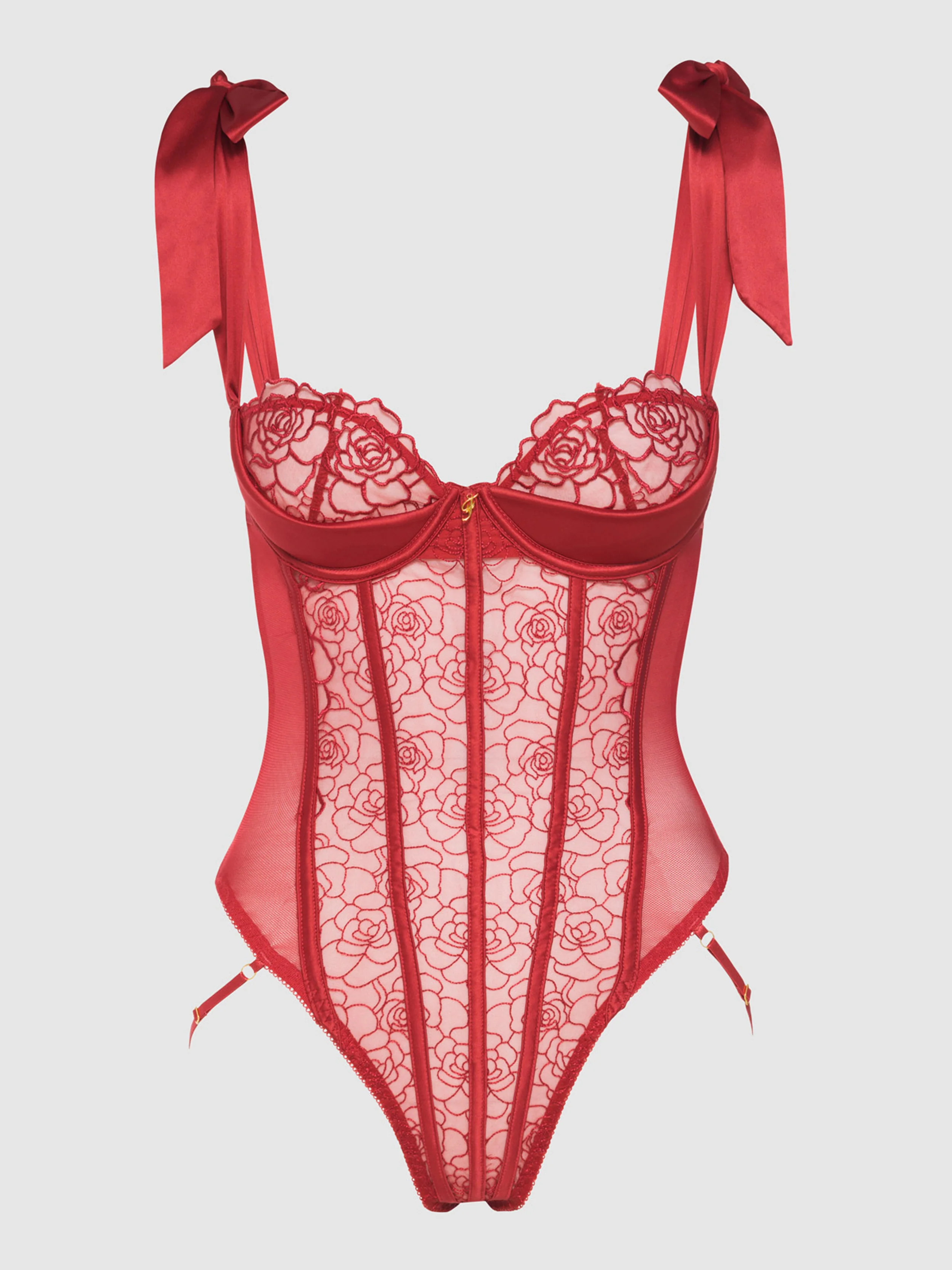Melrose Embroidered Teddy in Crimson Red