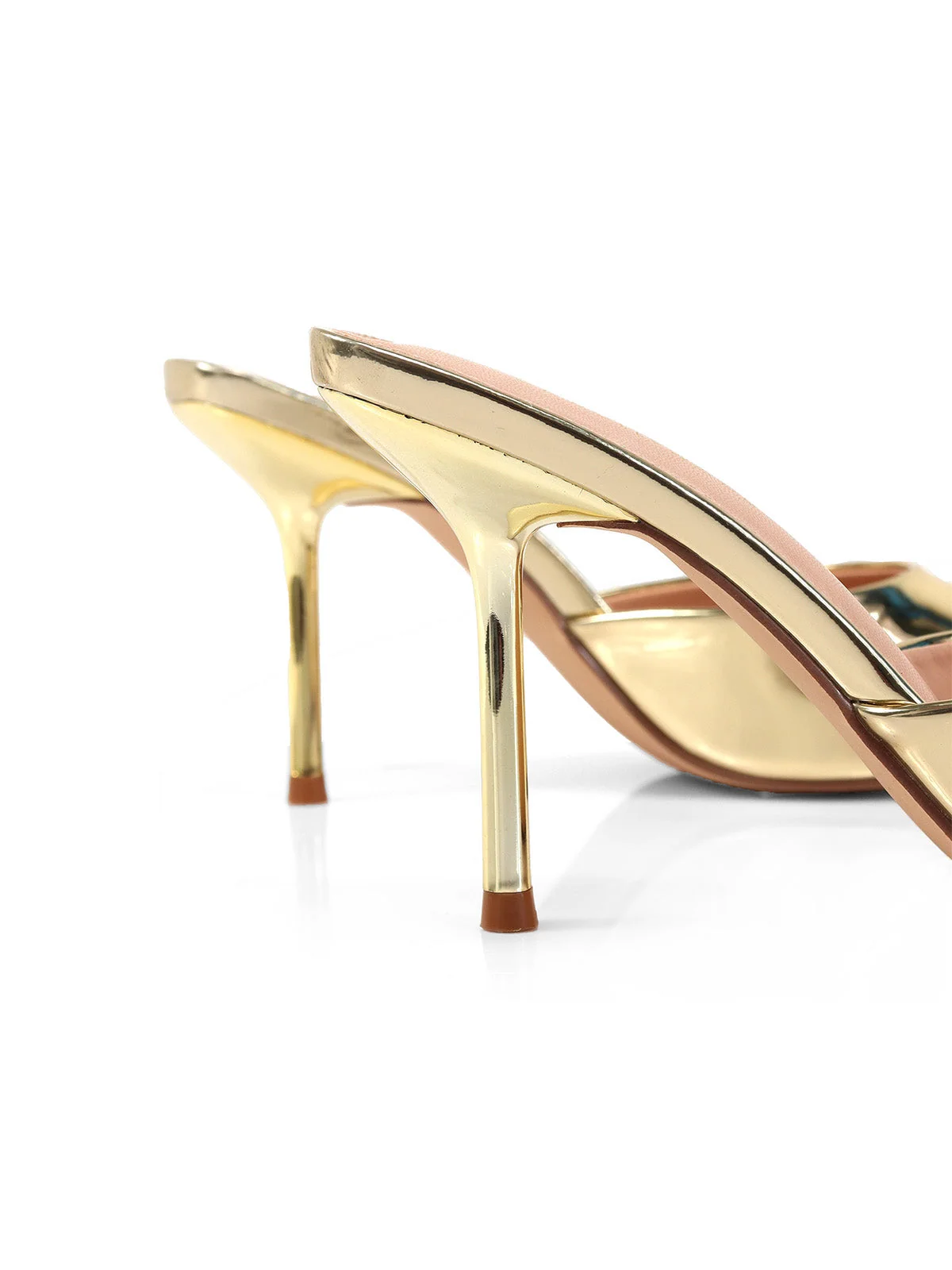 Shanya Mule Peep Toe Heels in Gold
