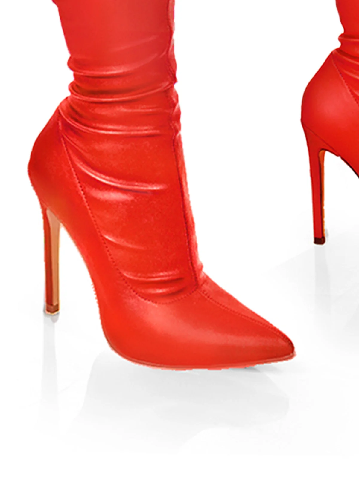 Heidi Stretch Over-the-Knee Boots in Red Suede with Stiletto Heel