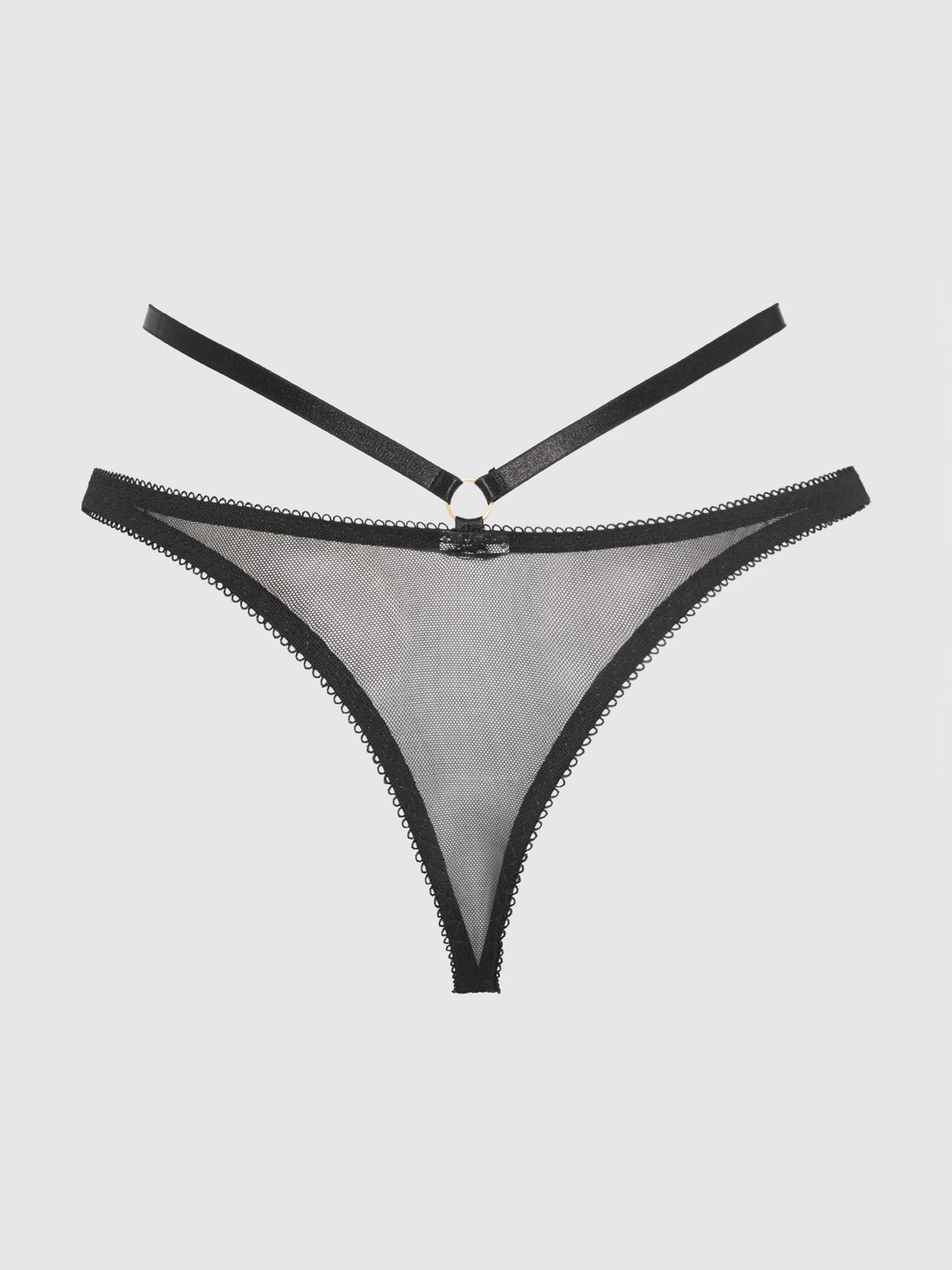 Melrose Embroidered Tanga in Black