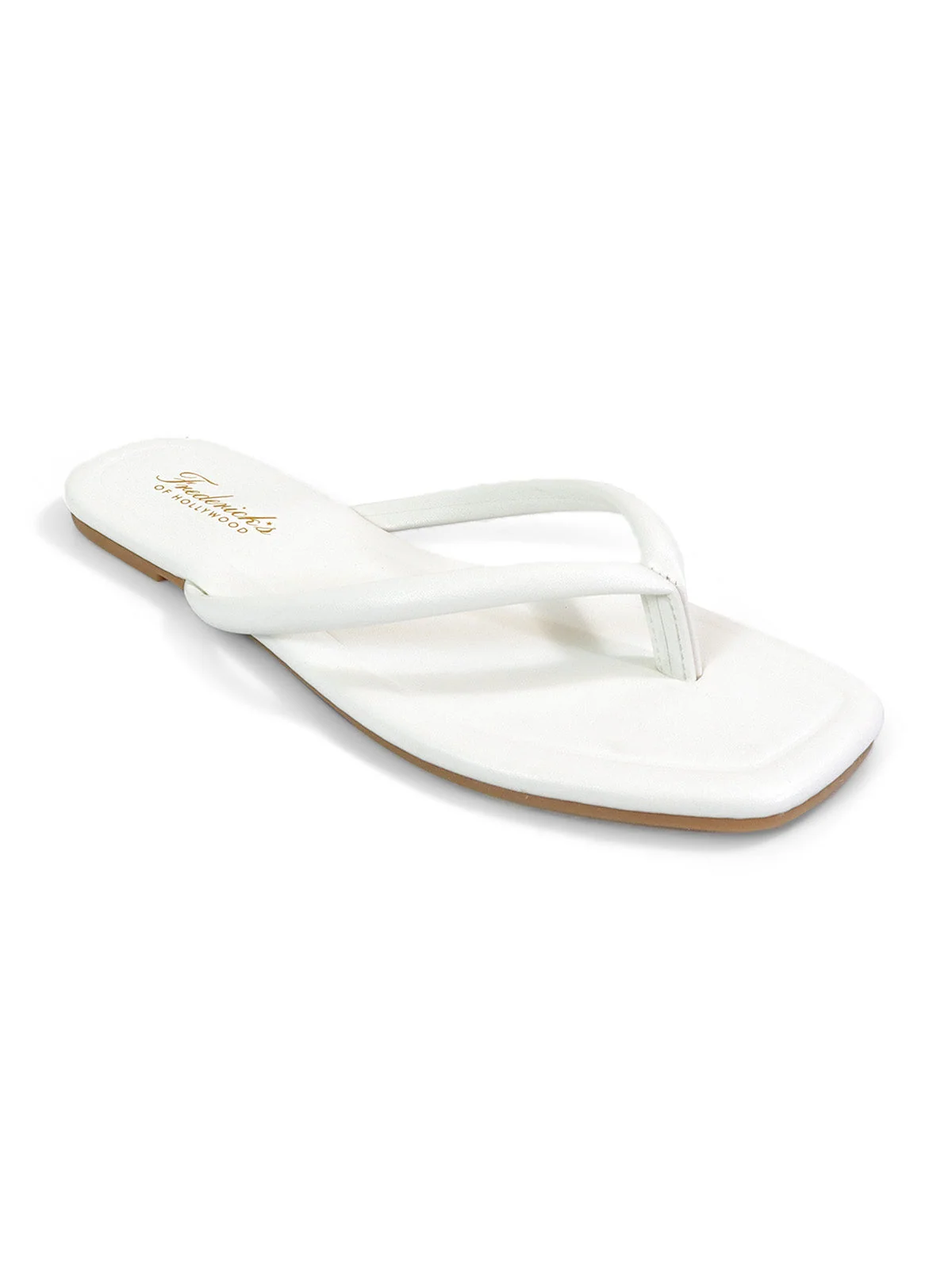 Tallulah Thong Flat Sandal with Square Toe in White