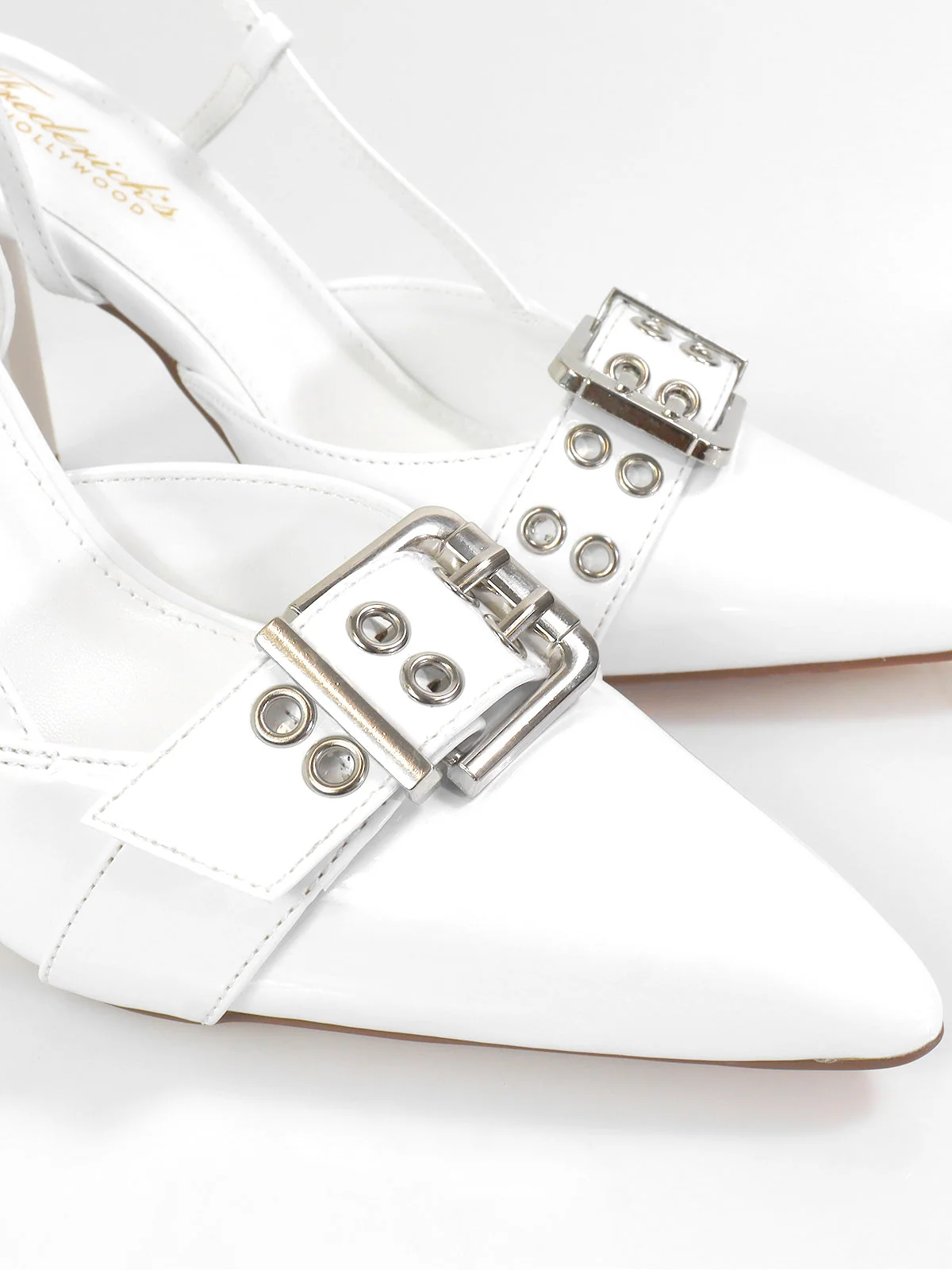 Liya Slingback Pointed-Toe Heel in White