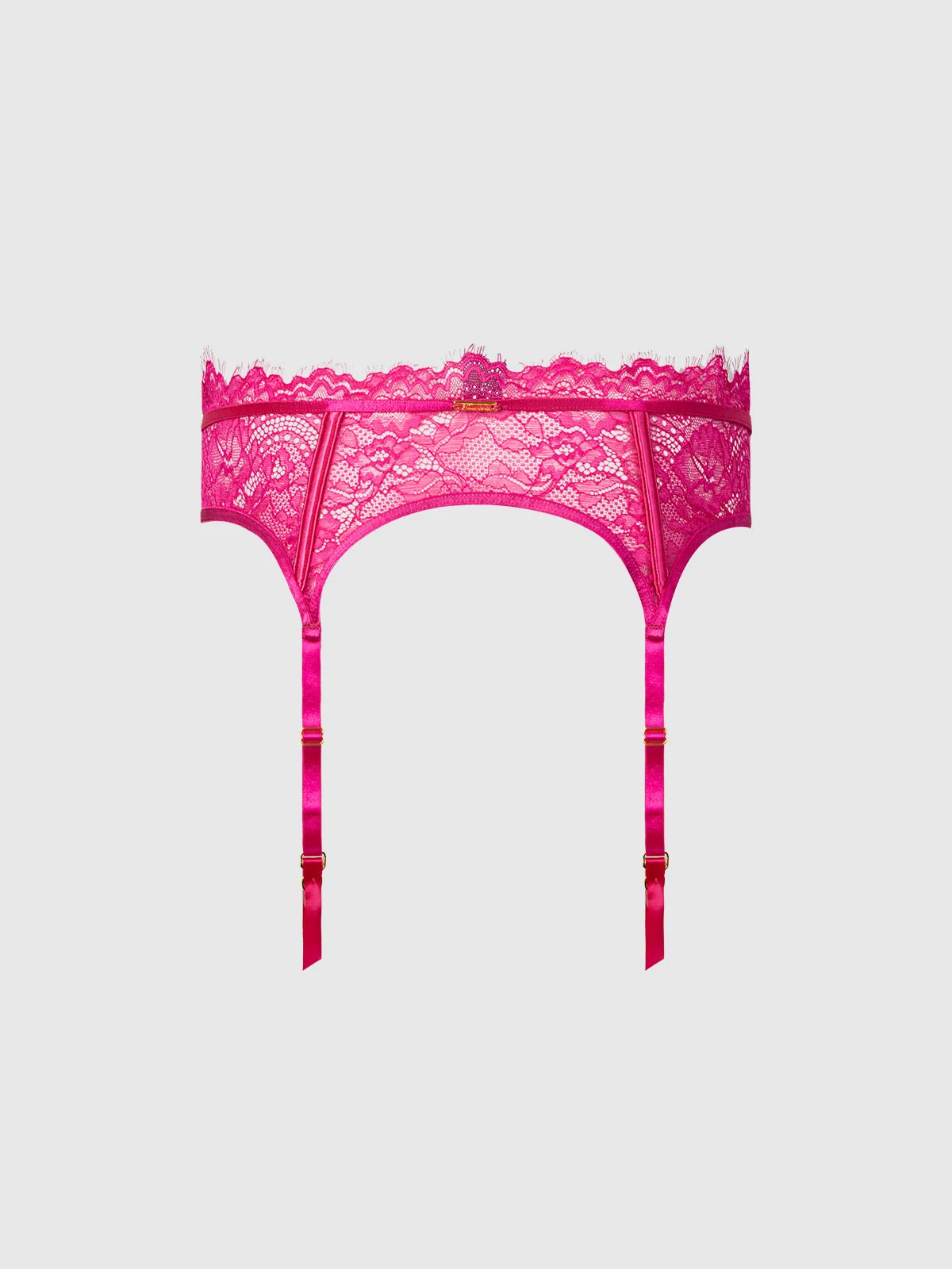 Neev Lace Garter Belt in Pink Dragon Satin and Lace