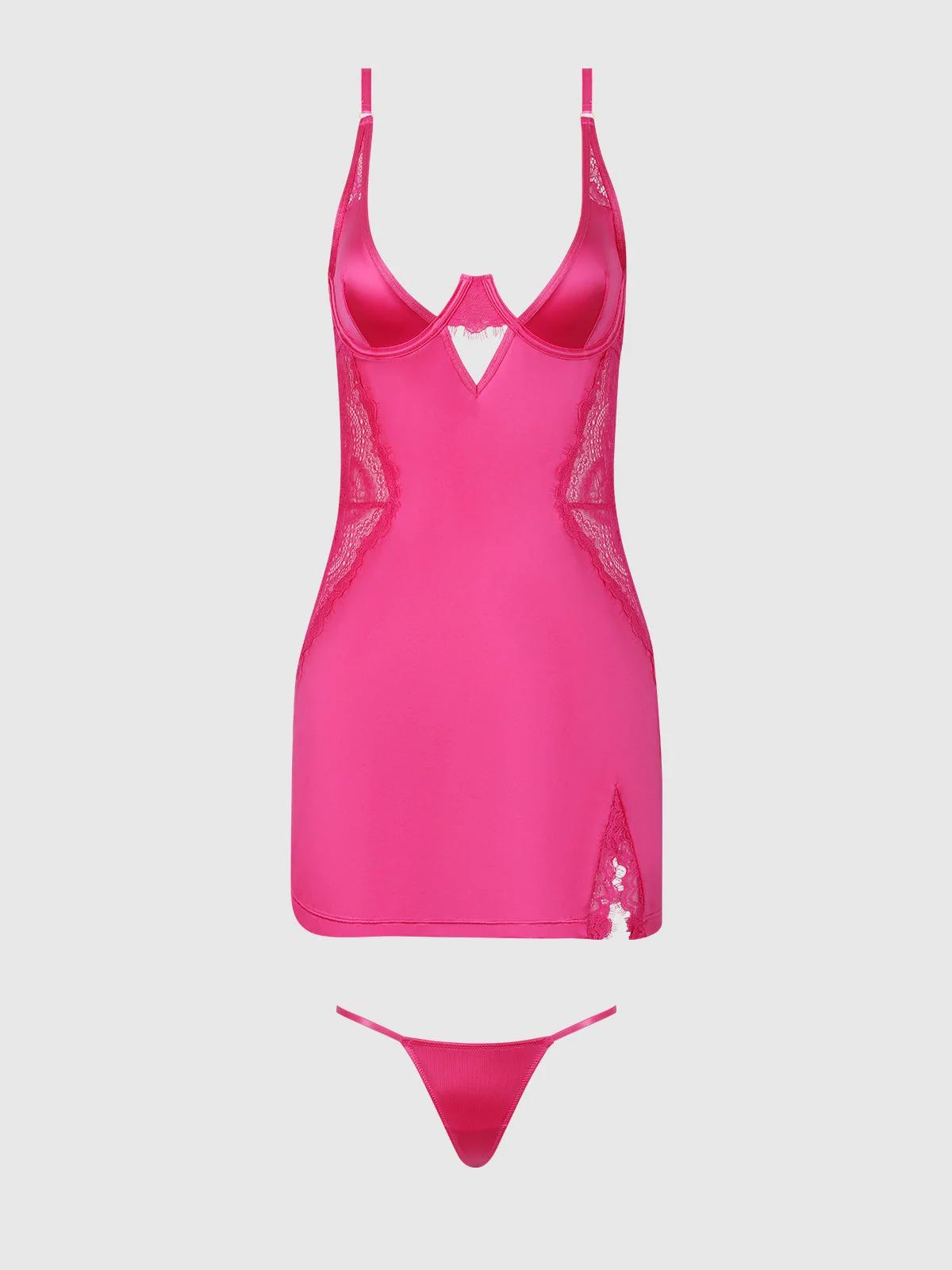 Neev Lace & Oilslick Underwire Chemise Set in Pink Dragon