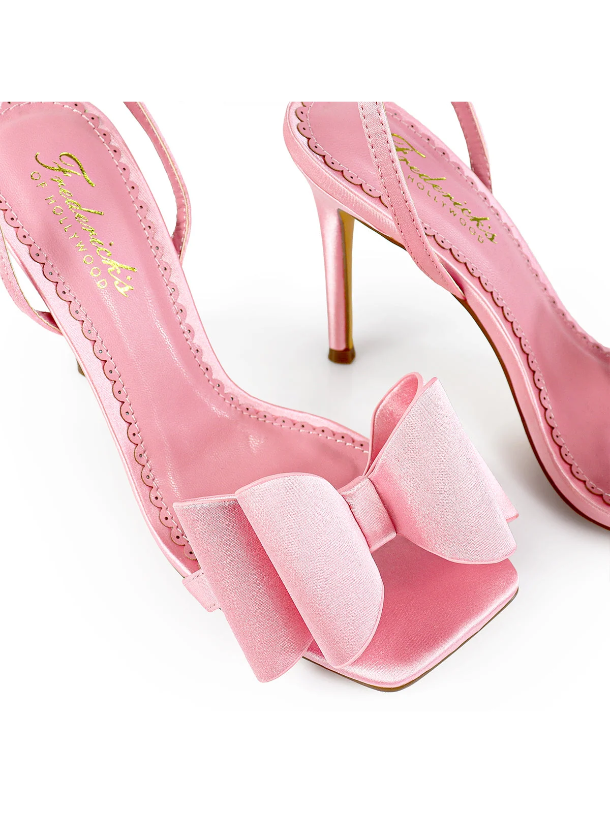 Julienne Bow Heel in Pink Open-Toe Stiletto