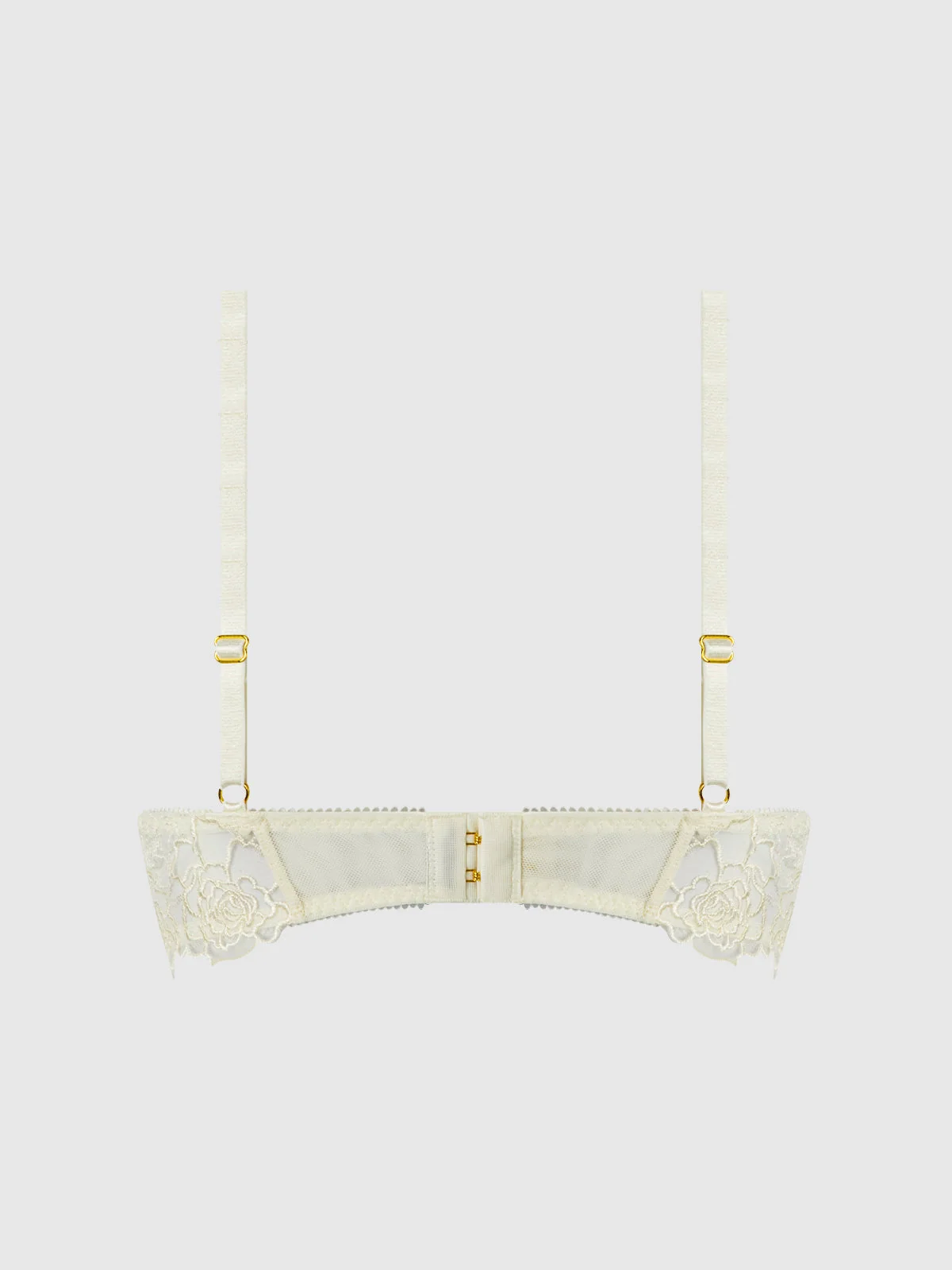 Melrose Strappy Cutout Bra in Pearl Ivory Sheer Floral Mesh