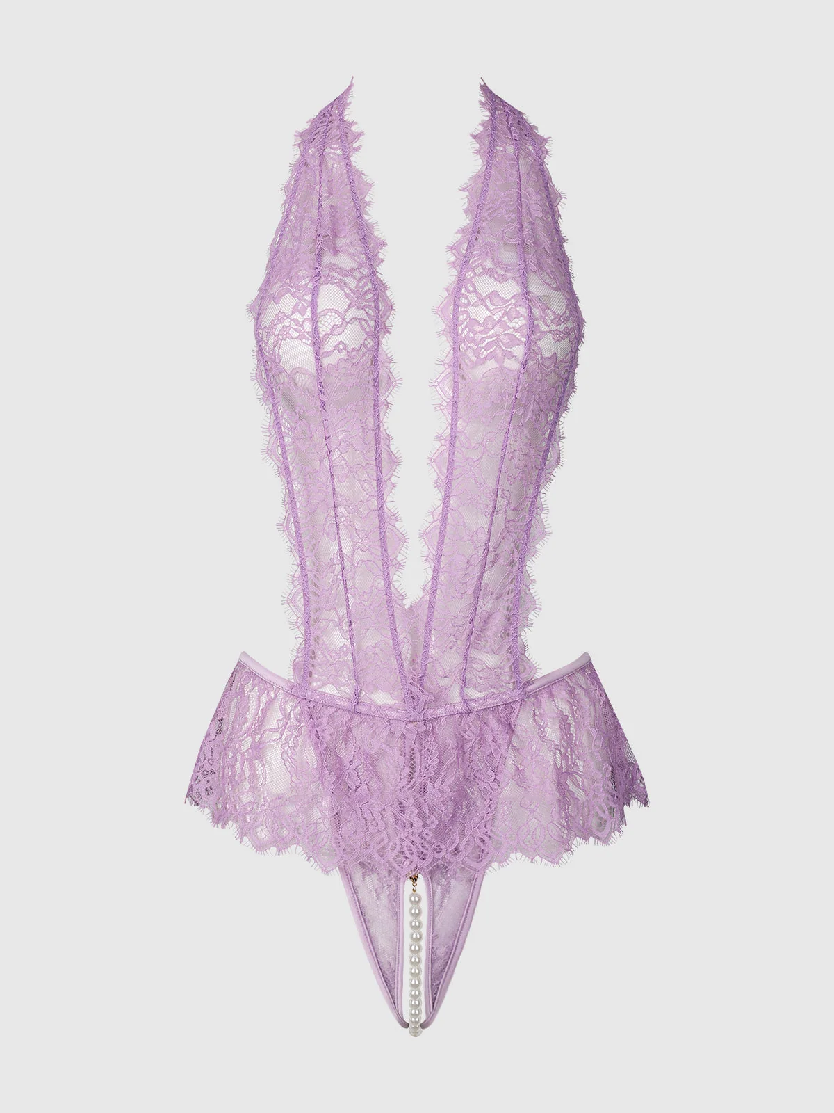 Frederick's of Hollywood Rosalind Lace & Pearl Crotchless Teddy
