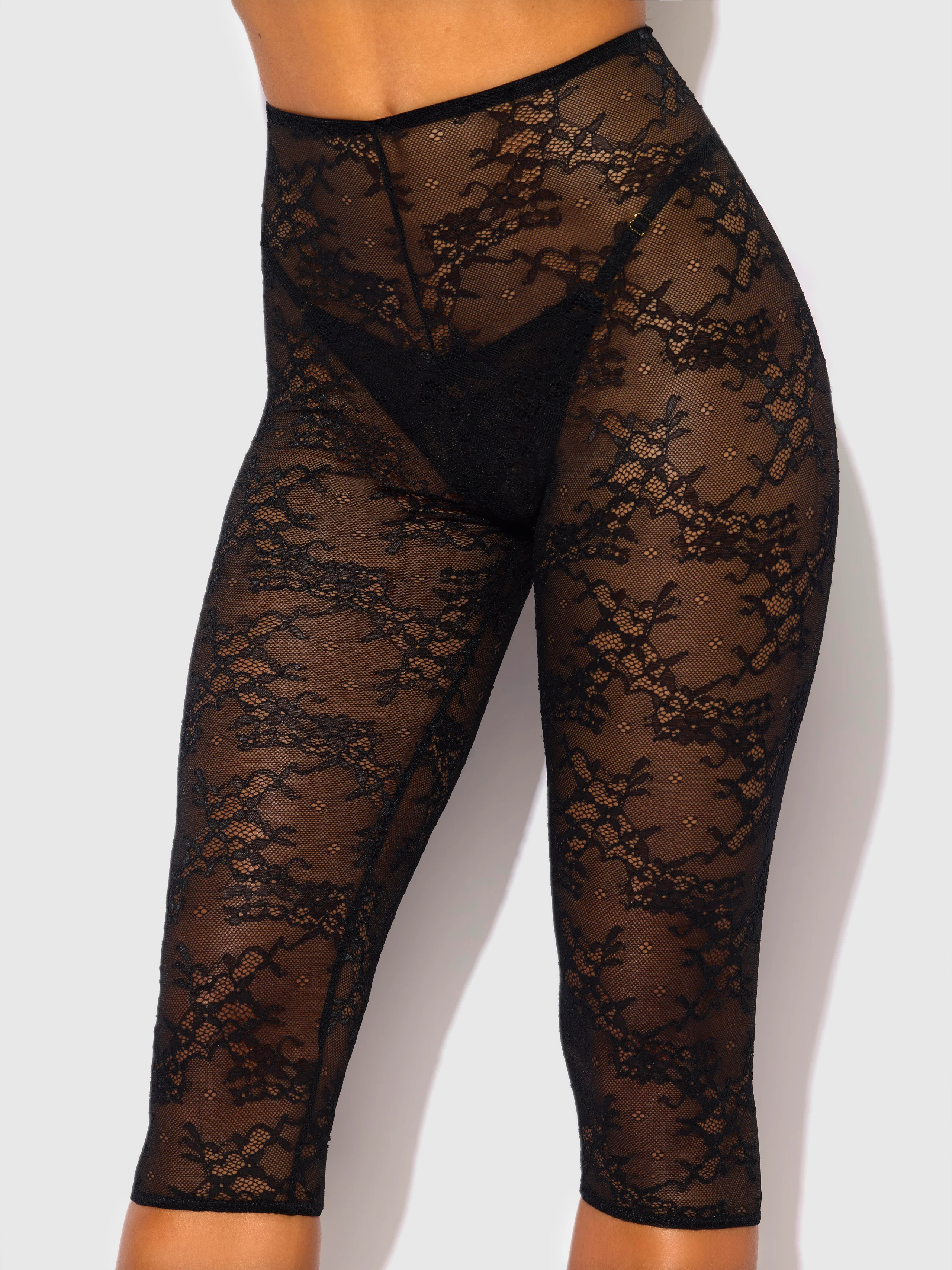 Pia Lace Capri Legging Tights for Layered Lingerie Looks