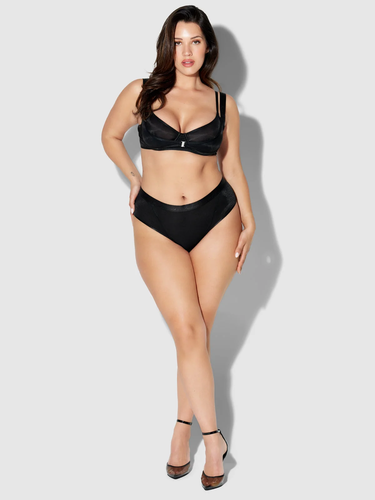 Pia Mesh Hipster in Black Shimmery Fabric