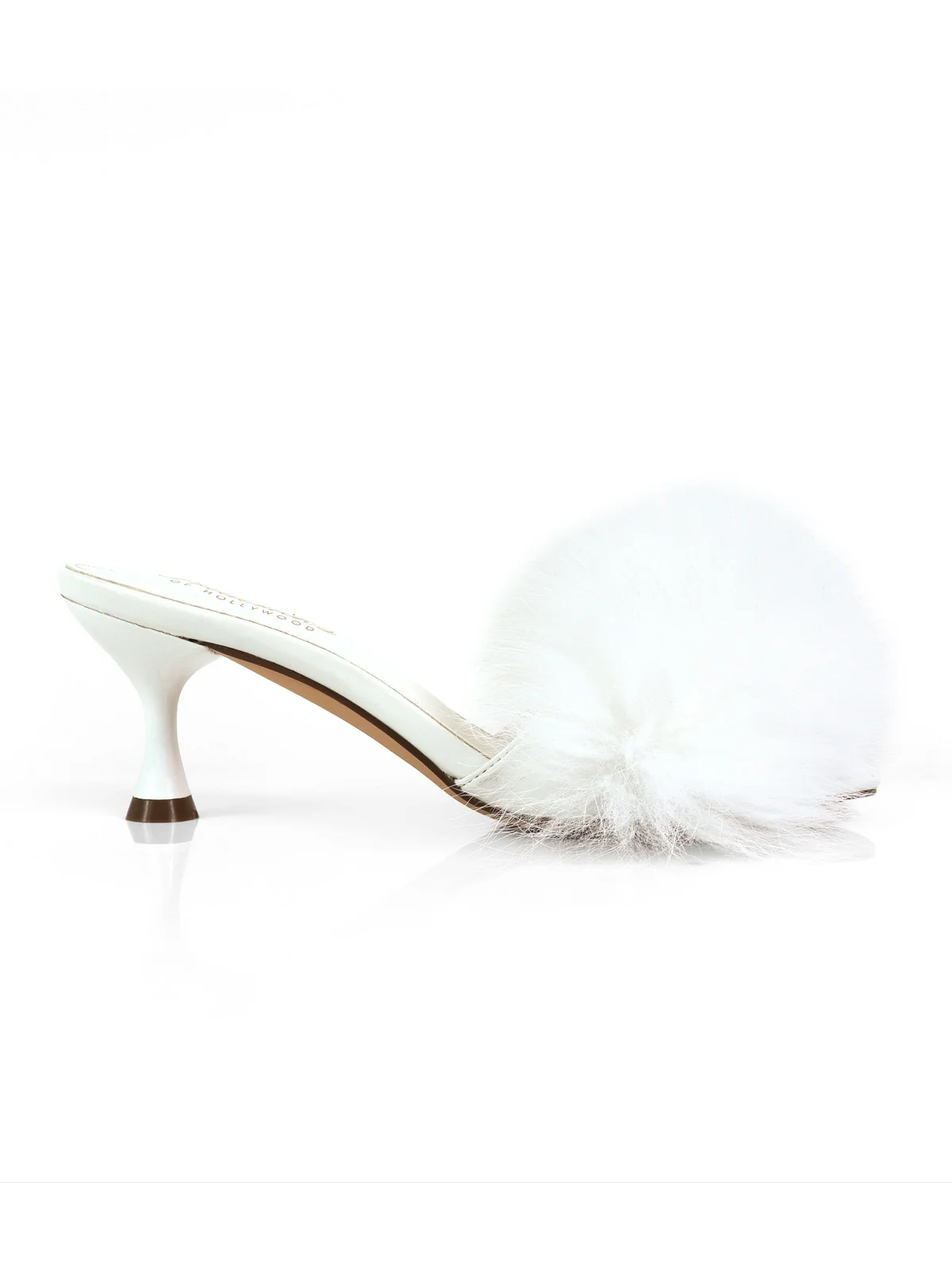 Purr Square Toe Fur Heel in White