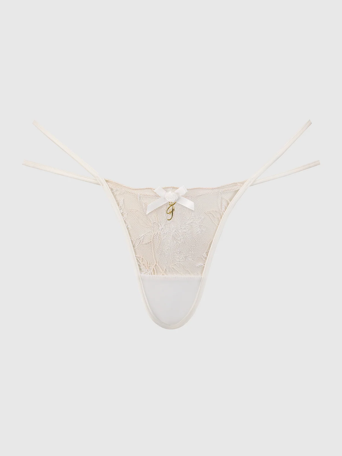 Delfina Embroidered Backless Cheeky in Pearl Ivory