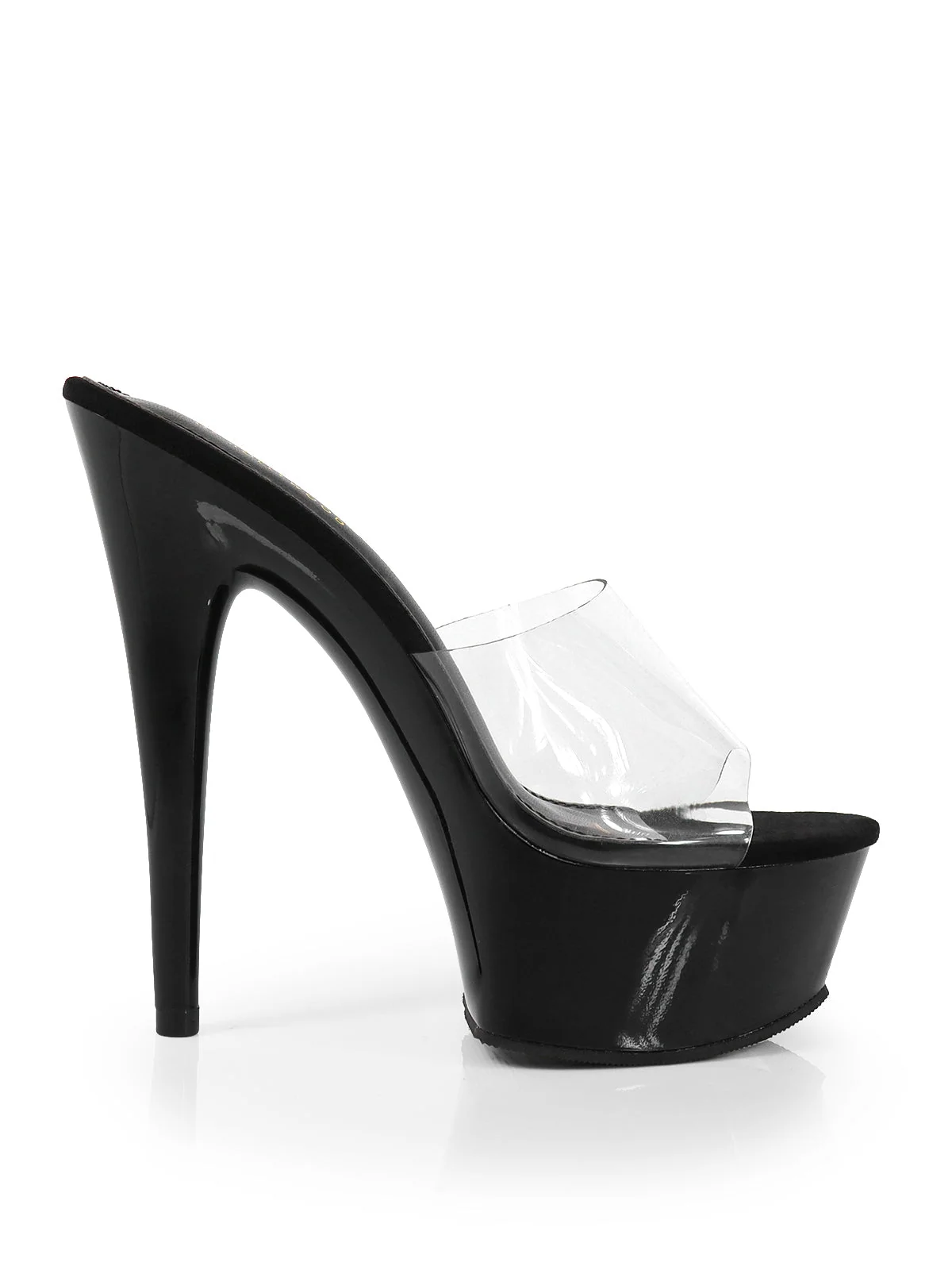 Candy High Platform Heels in Black with Clear Strap