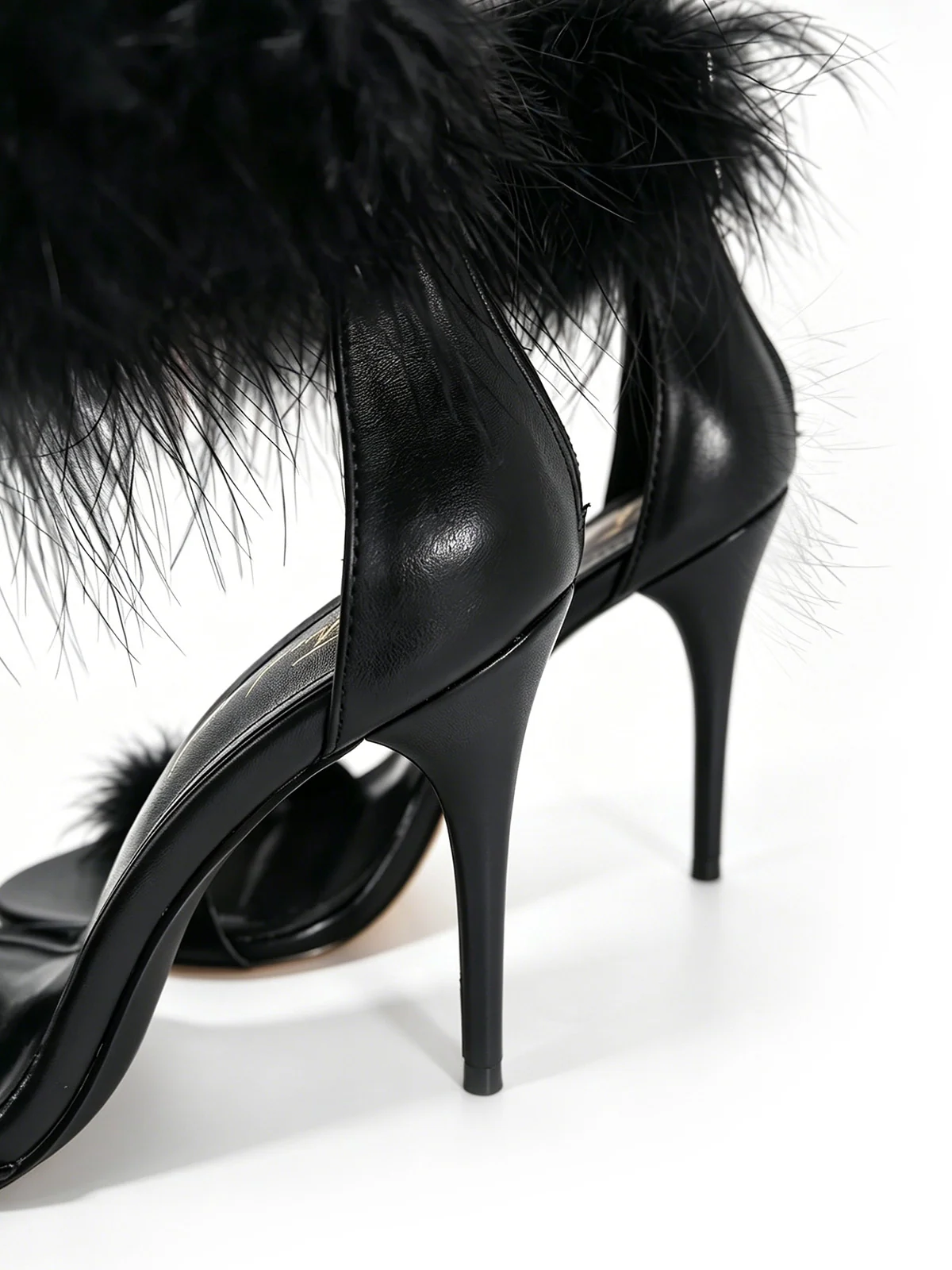 Raquel Feather Stiletto Heel in Black