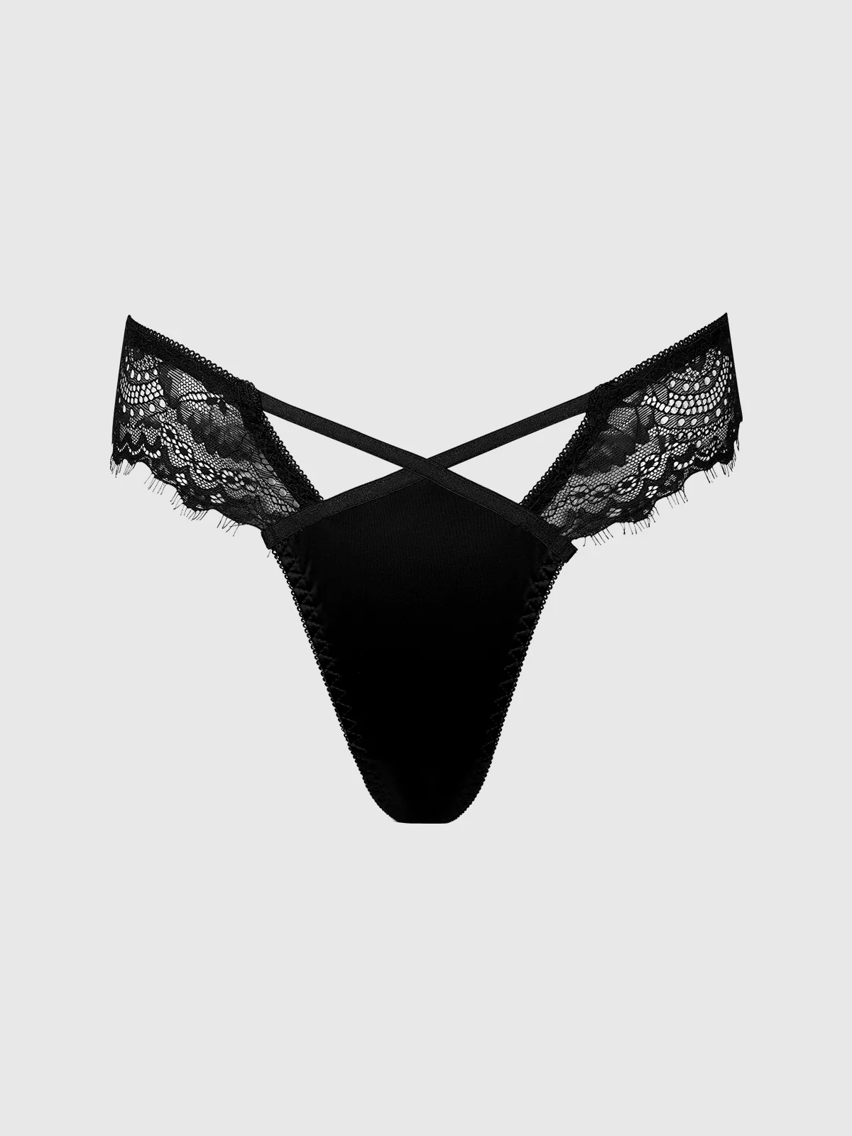 Remi Satin & Lace Thong in Black for Minimal-Coverage Comfort