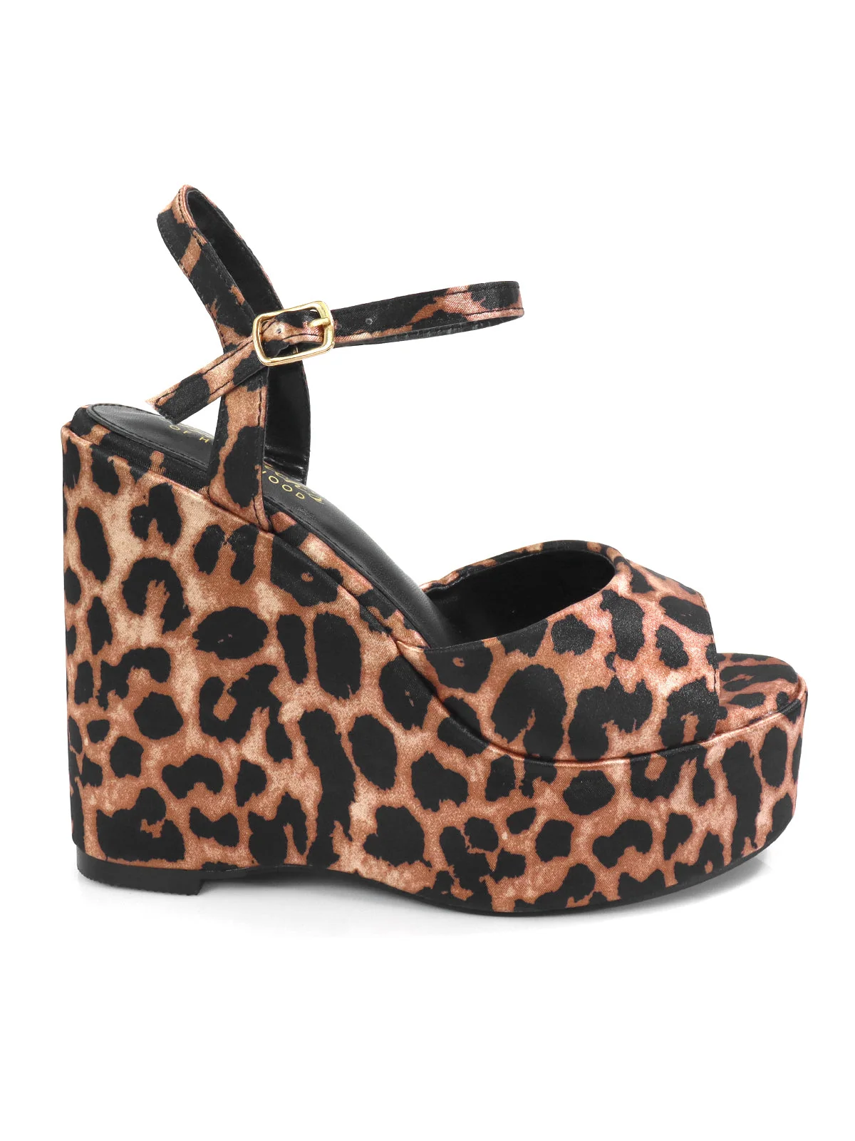 Tony Peep Toe Platform Wedges with Chunky Heel in Leopard
