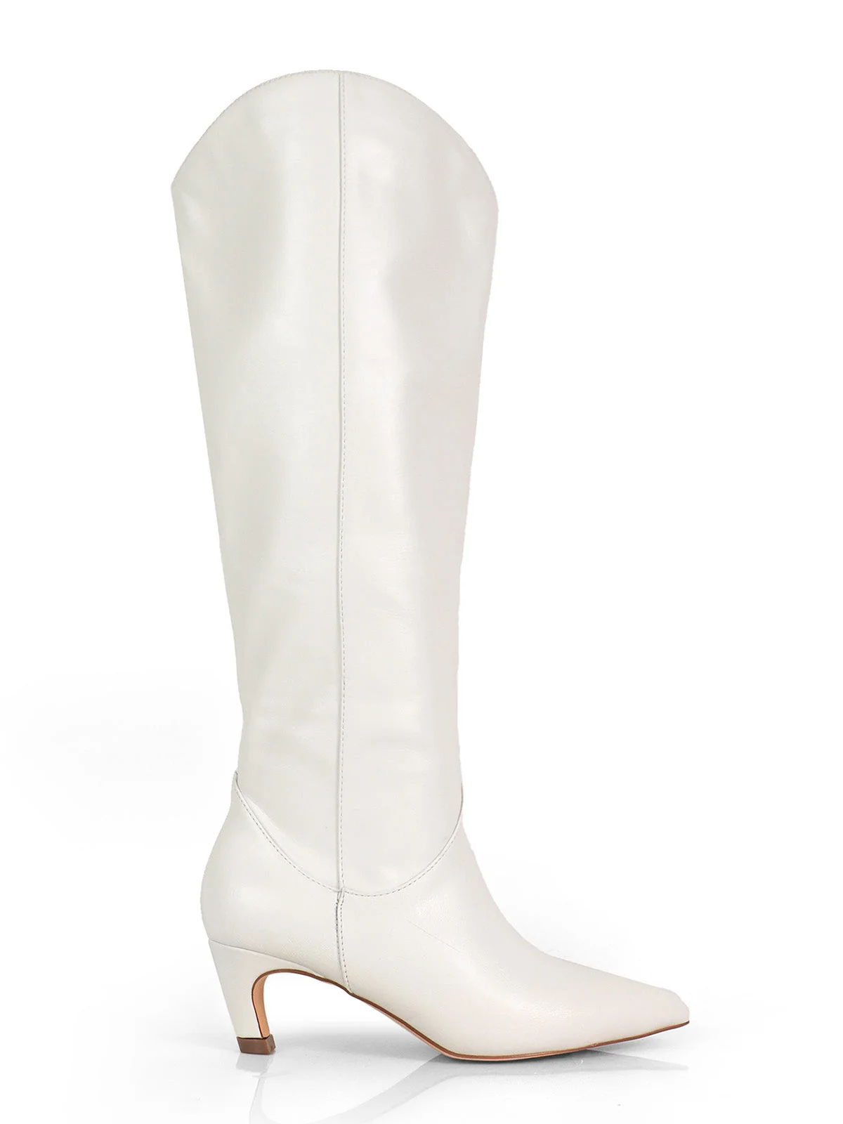 Shirley Cowboy Boots with a Subtle Kitten Heel in White PU