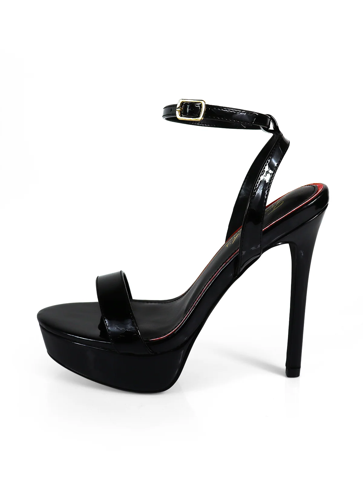 Cupid Strap Platform Heels in Black with Chunky Base